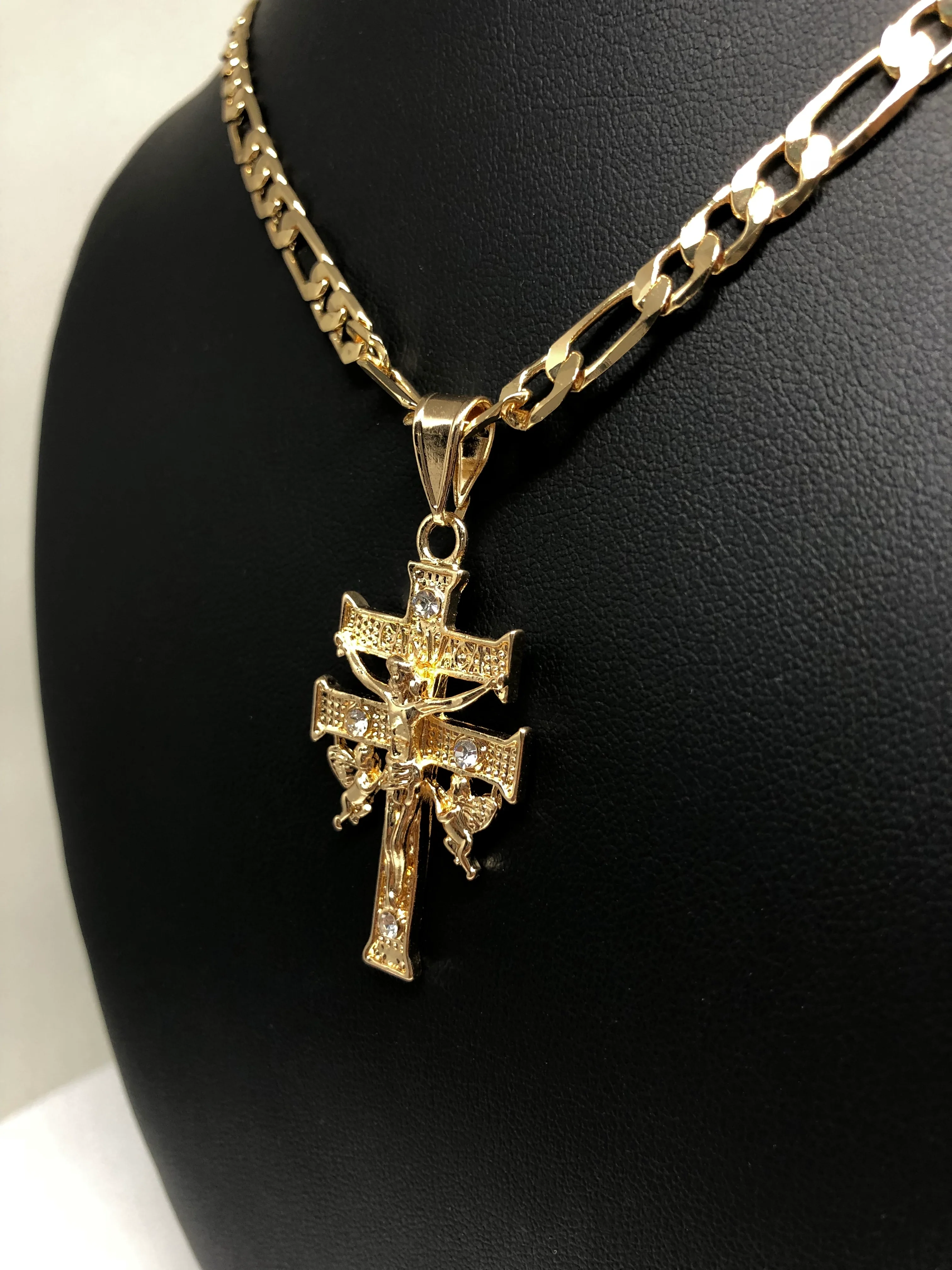 Gold Plate Caravaca Cross Jesus Crucifix 26" Chain / Caravaca Cruz Crucifijo Cadena Oro Lamindo 26" - Image 4