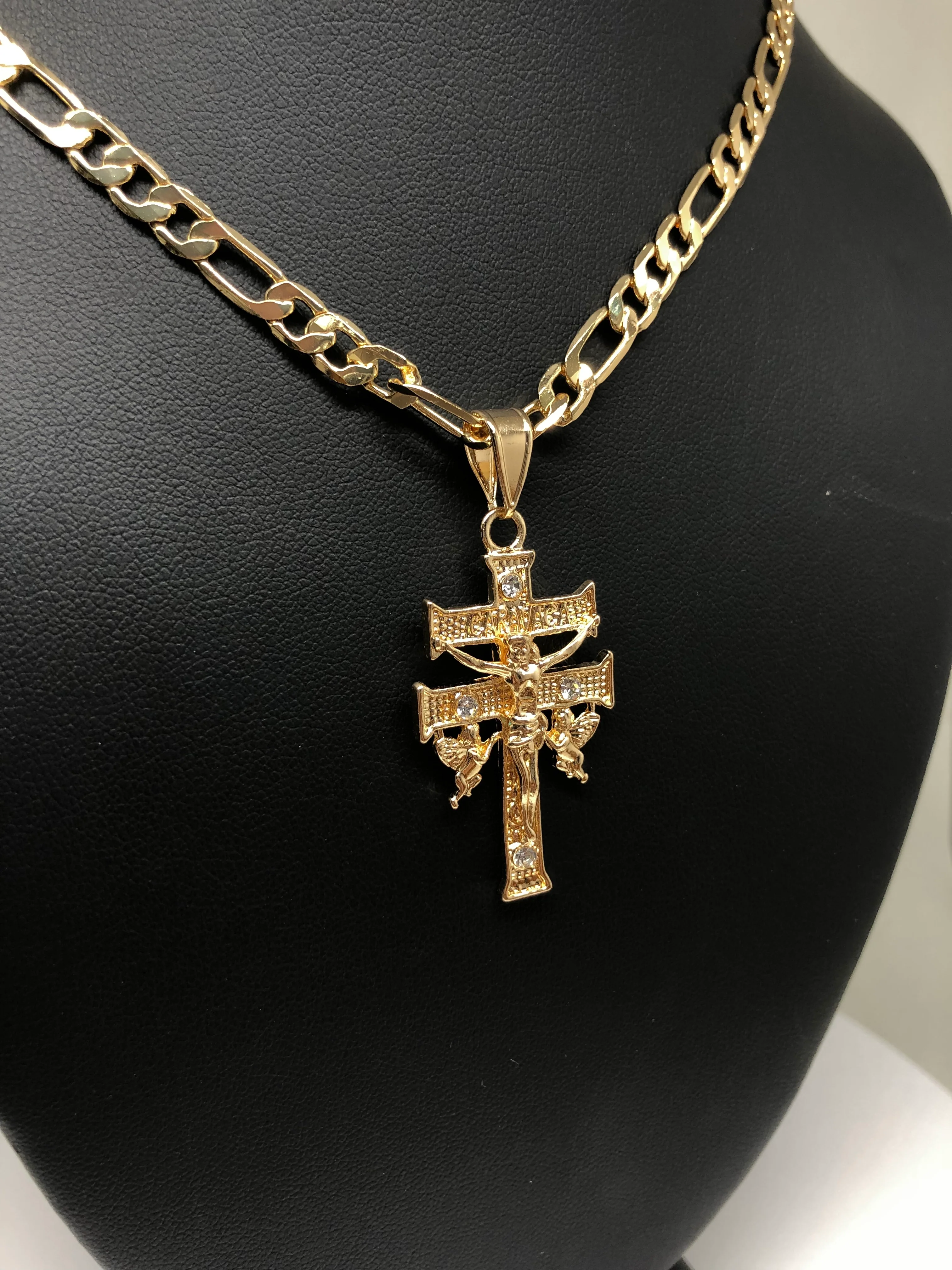 Gold Plate Caravaca Cross Jesus Crucifix 26" Chain / Caravaca Cruz Crucifijo Cadena Oro Lamindo 26" - Image 8