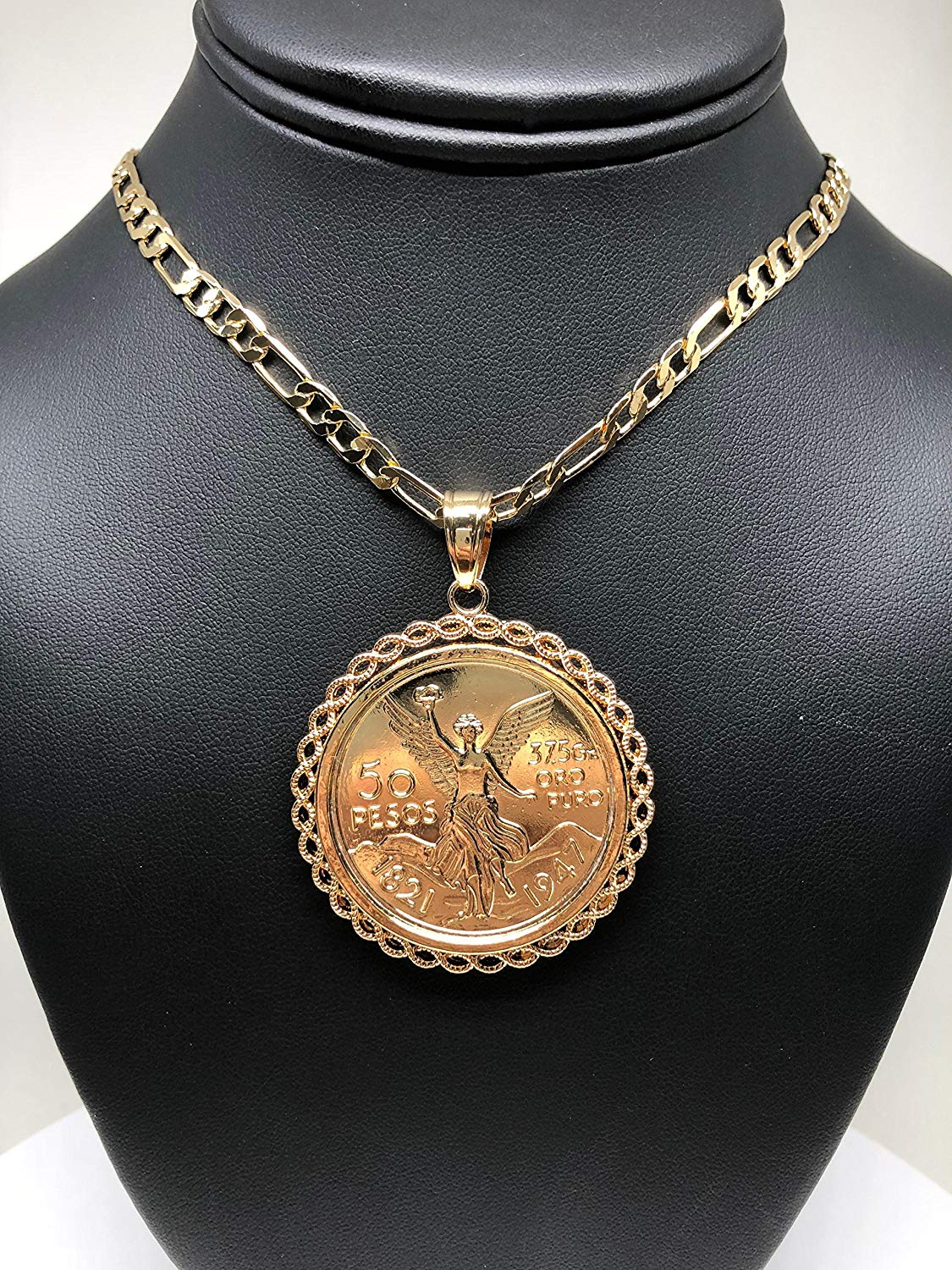 Gold Plated Mexican Coin Mexican Centenario Mexicano Replica de Oro Laminado Con Cadena de 26" - Image 4