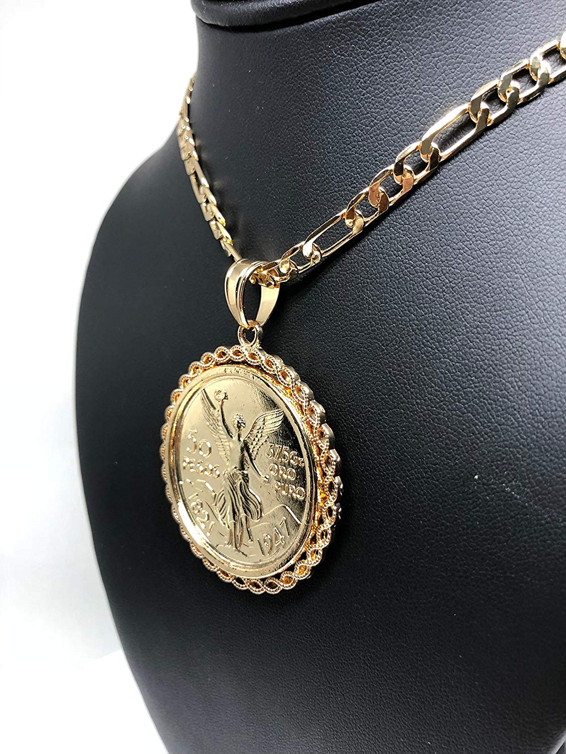 Gold Plated Mexican Coin Mexican Centenario Mexicano Replica de Oro Laminado Con Cadena de 26" - Image 6
