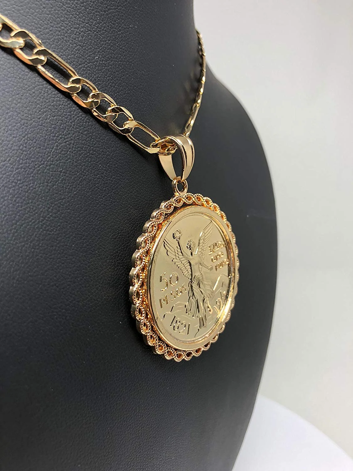 Gold Plated Mexican Coin Mexican Centenario Mexicano Replica de Oro Laminado Con Cadena de 26" - Image 8