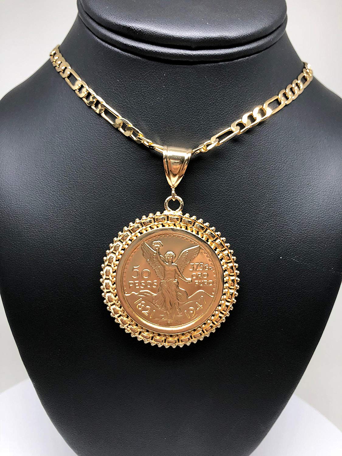 Gold Plated Mexican Coin Mexican Centenario Mexicano Replica de Oro Laminado Con Cadena de 26" - Image 5