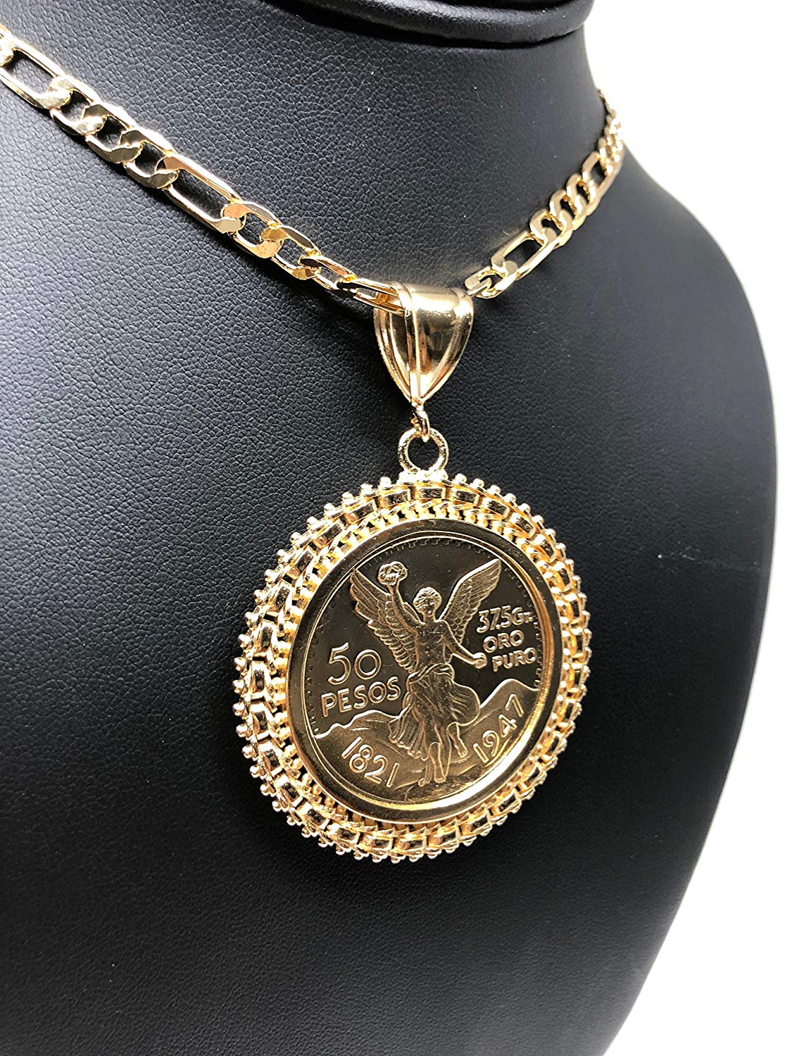 Gold Plated Mexican Coin Mexican Centenario Mexicano Replica de Oro Laminado Con Cadena de 26" - Image 6