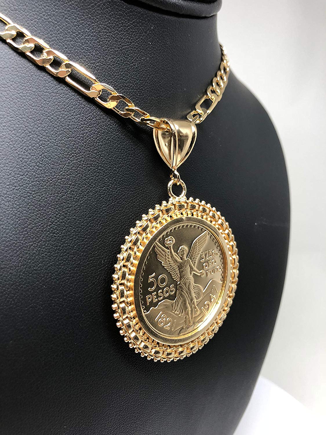 Gold Plated Mexican Coin Mexican Centenario Mexicano Replica de Oro Laminado Con Cadena de 26" - Image 7