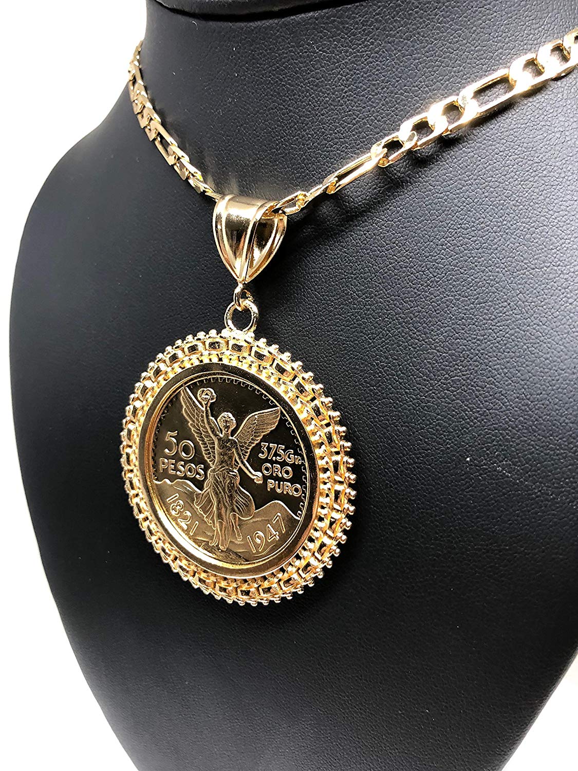 Gold Plated Mexican Coin Mexican Centenario Mexicano Replica de Oro Laminado Con Cadena de 26" - Image 8