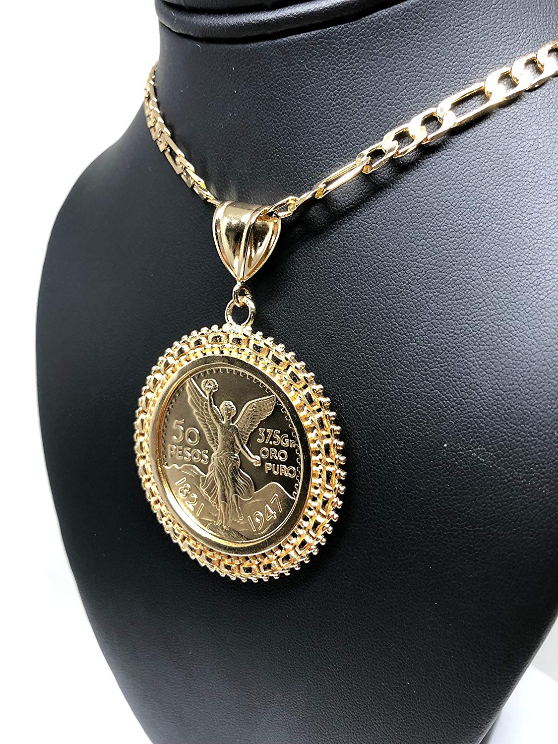 Gold Plated Mexican Coin Mexican Centenario Mexicano Replica de Oro Laminado Con Cadena de 26" - Image 9