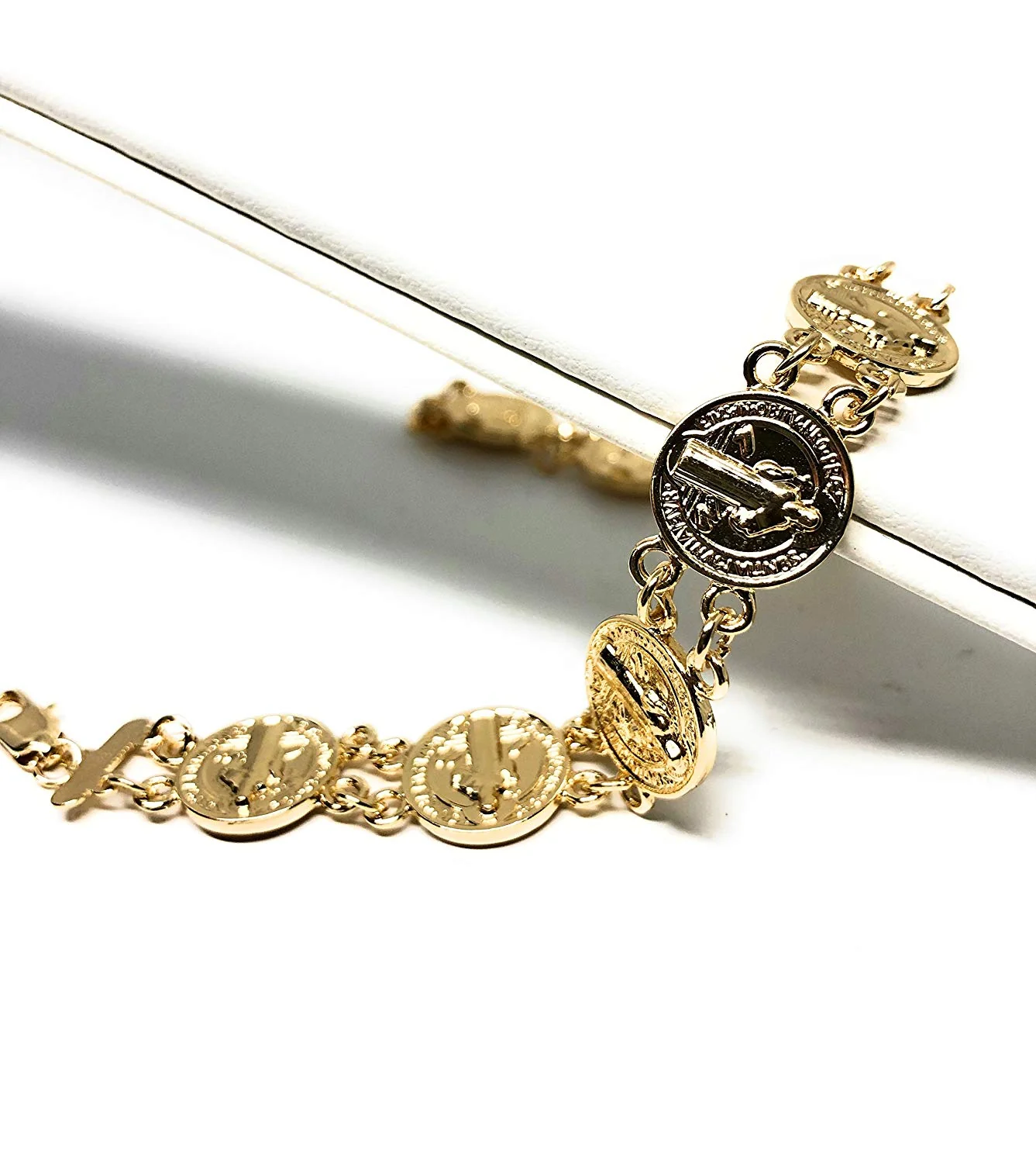 Gold Plated Saint Benedict Bracelet 7.5"/Pulsera de San Benito 7.5" Oro Laminado - Image 5