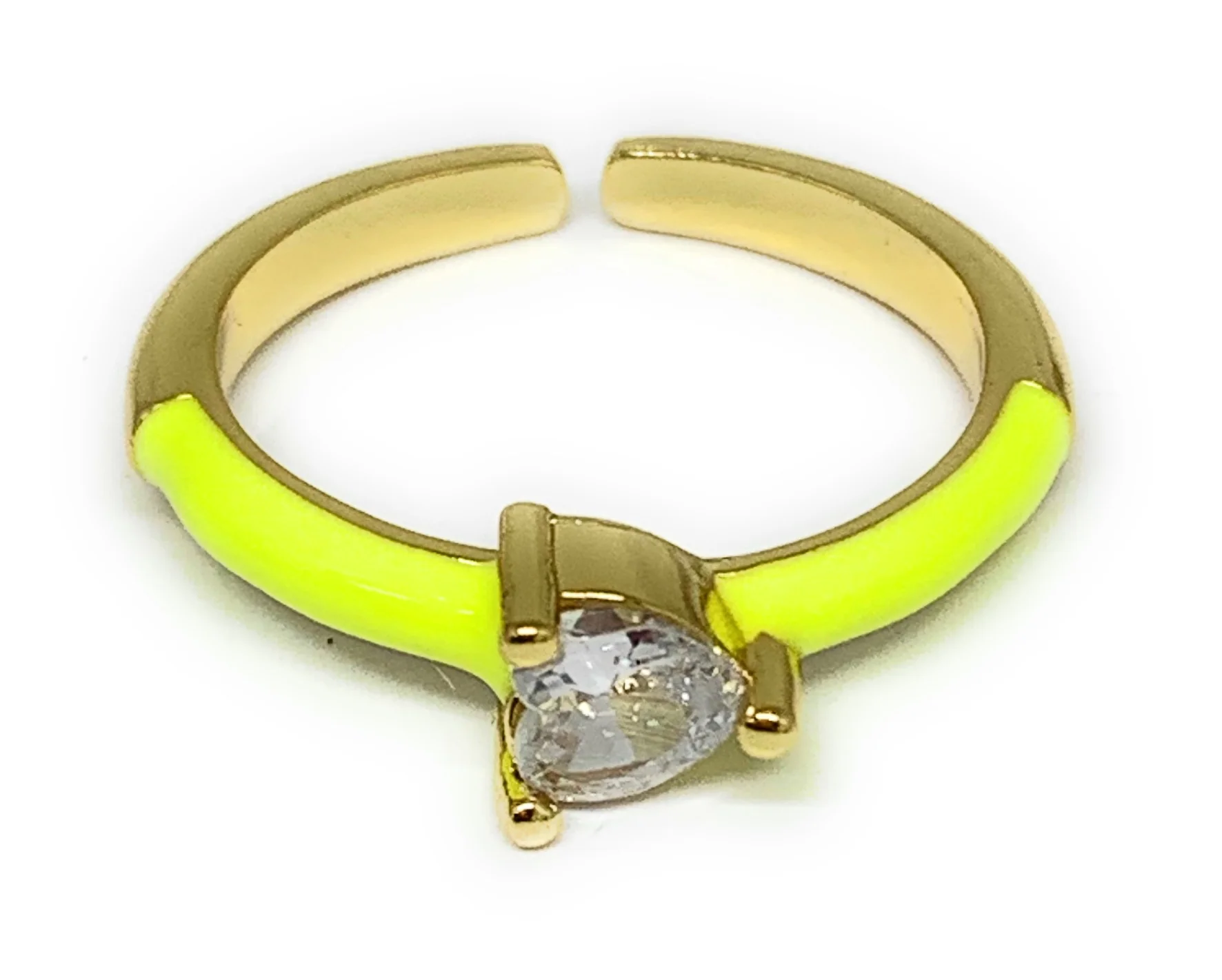 Gold Plated Adjustable Colorful CZ Ring Anillo (WHITE, YELLOW, ORANGE, TURQUOISE, PINK, LIGHT GREEN) - Image 6