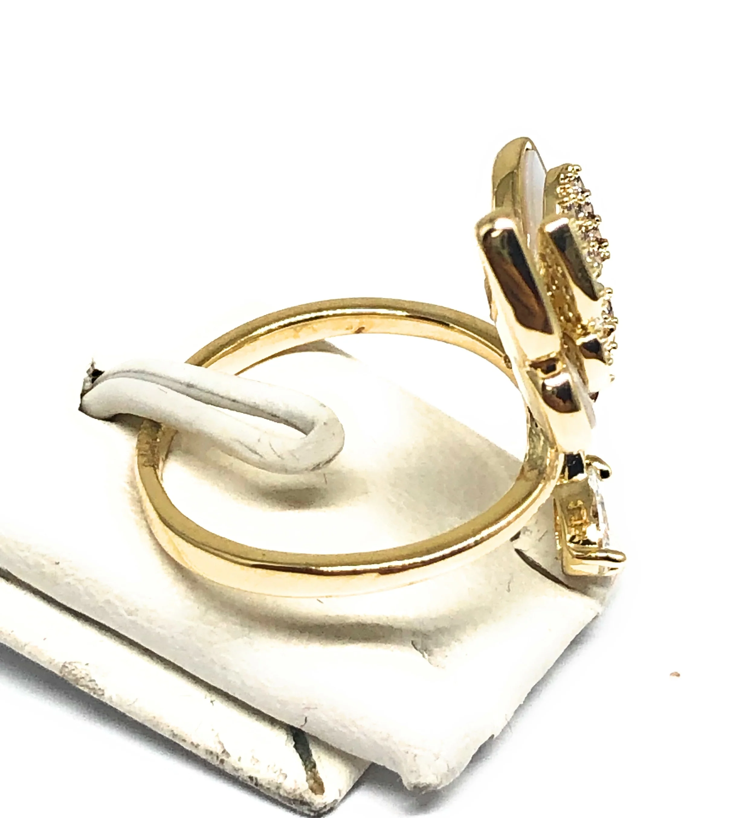 Gold Plated Adjustable Double Butterfly CZ Ring Sizes 6-12 Anillo - Image 3