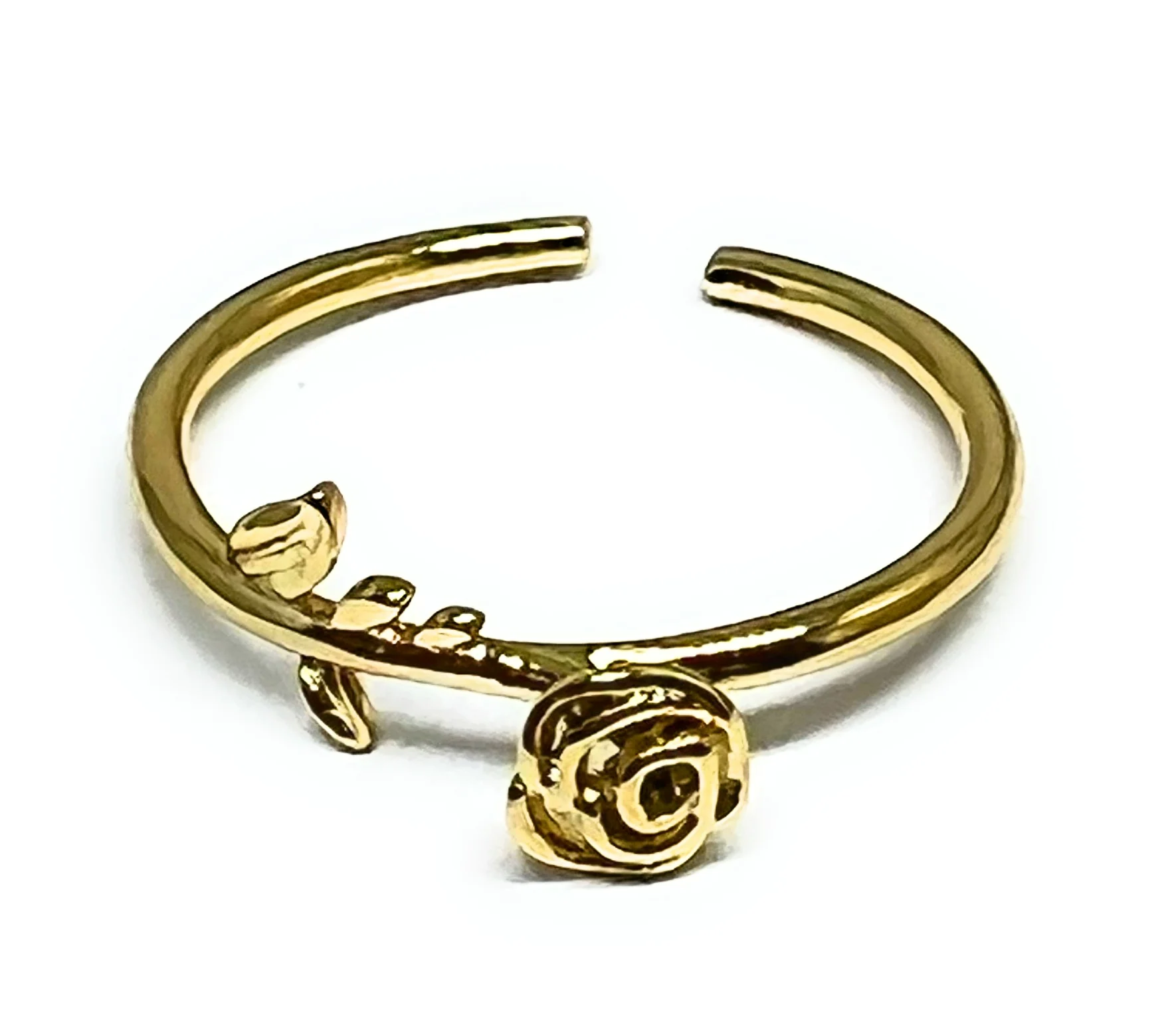Gold Plated Adjustable Flower Ring Anillo (Sizes 6-12)