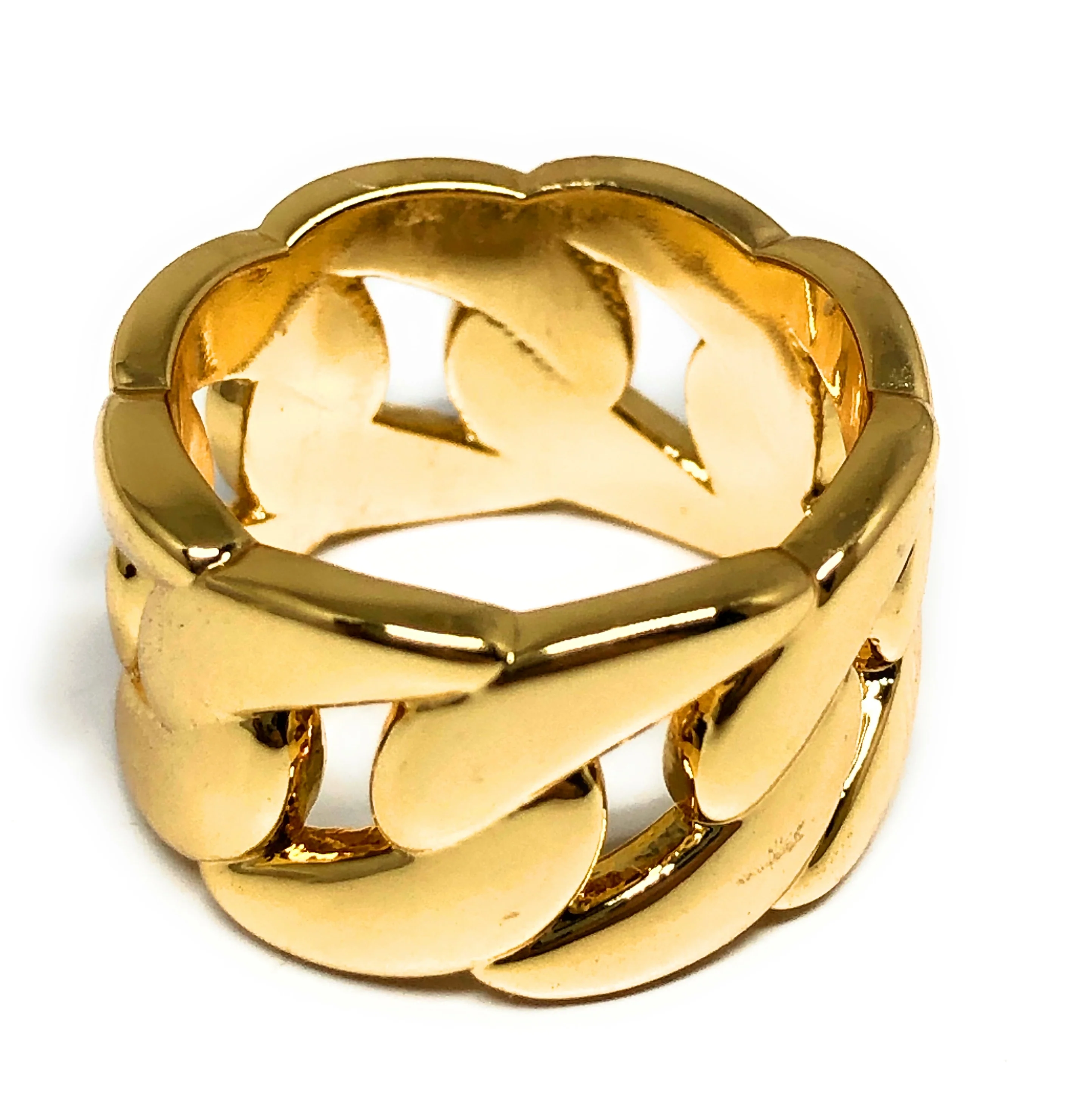 Gold Plated Big Cuban Link Ring Anillo