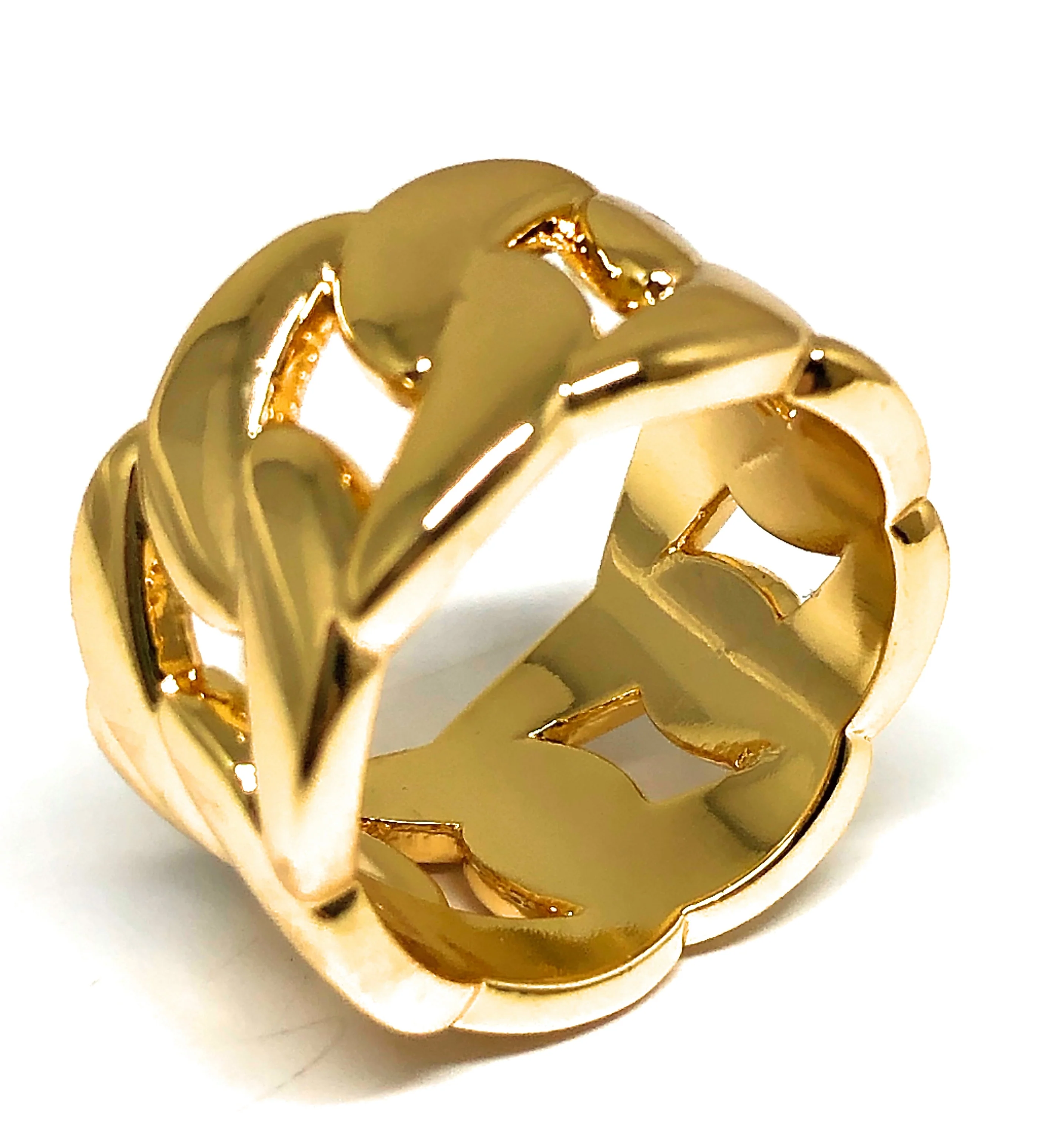 Gold Plated Big Cuban Link Ring Anillo - Image 2