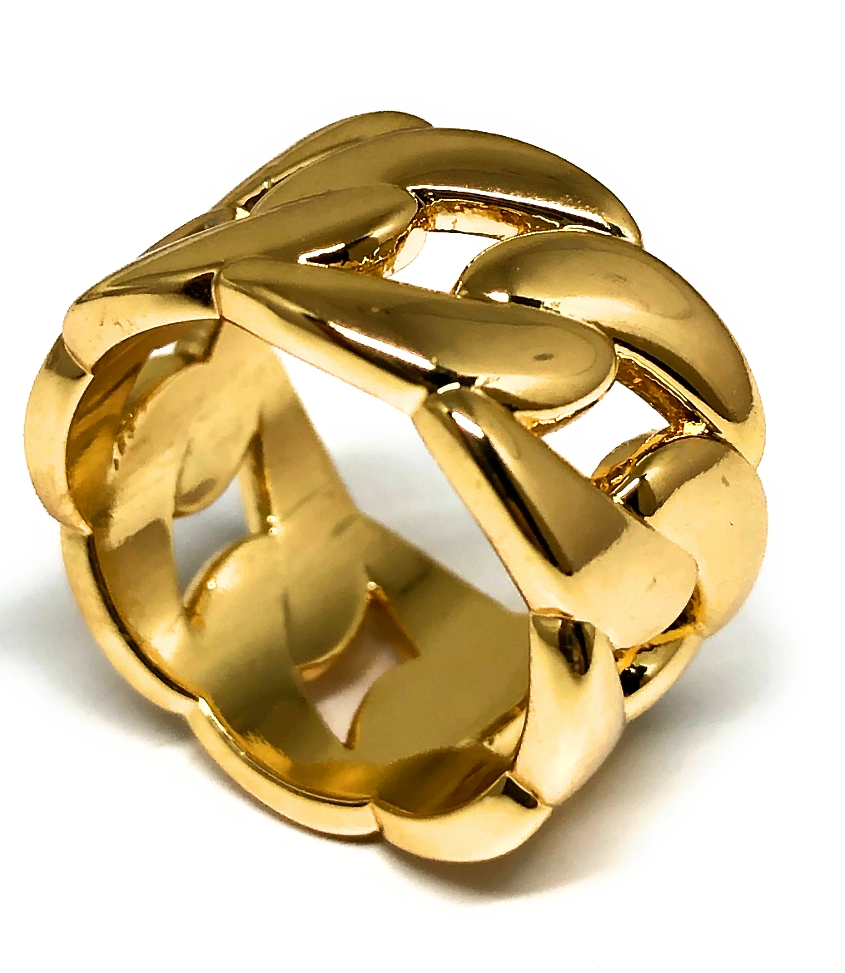 Gold Plated Big Cuban Link Ring Anillo - Image 3