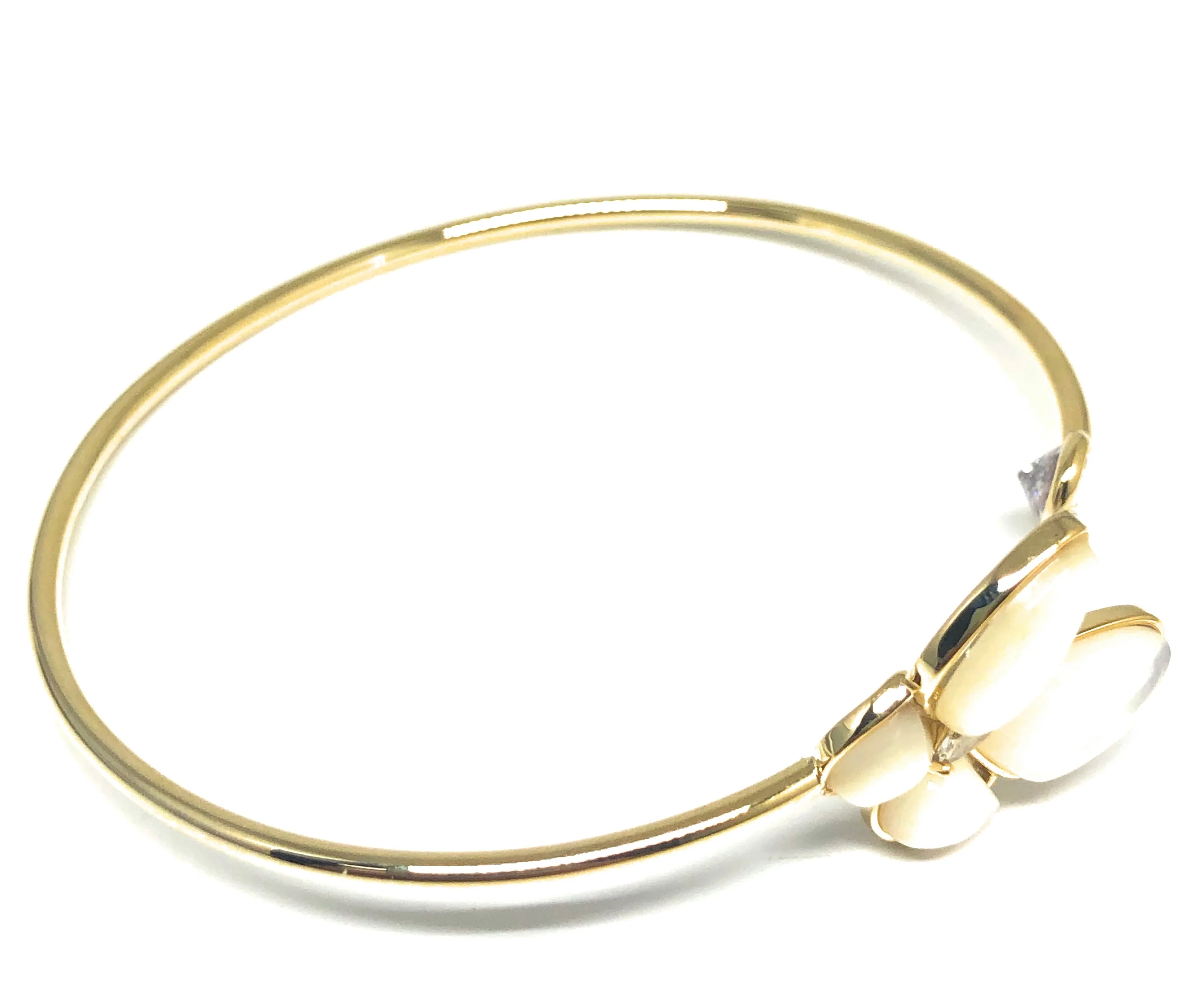 Gold Plated Butterfly CZ Adjustable Bangle Bracelet - Image 2