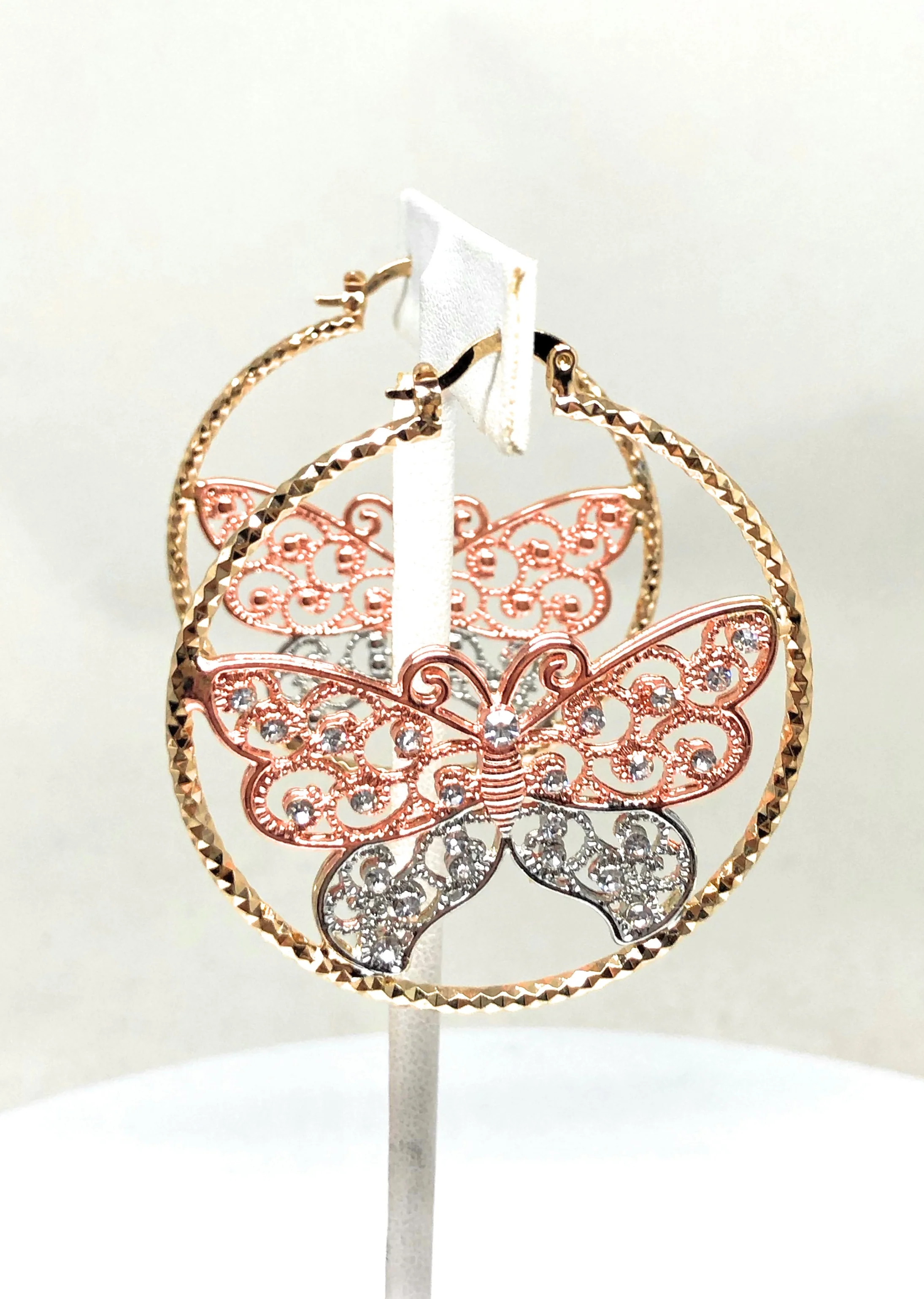 Gold Plated Butterfly Hoop Earrings  Mariposa Aretes Arracadas - Image 5