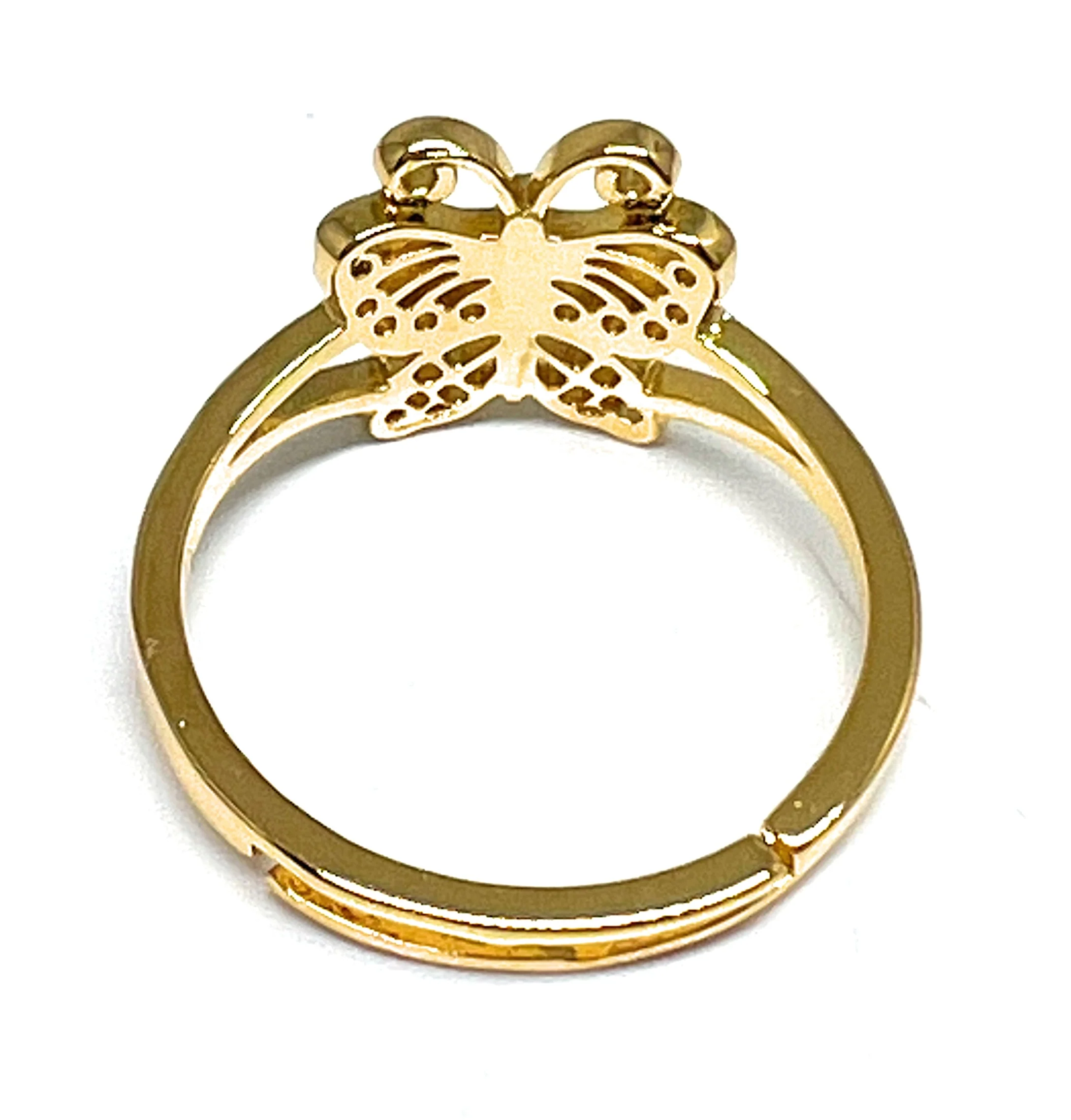Gold Plated Butterfly Ring Anillo Adjustable Sizes (5-12) - Image 3