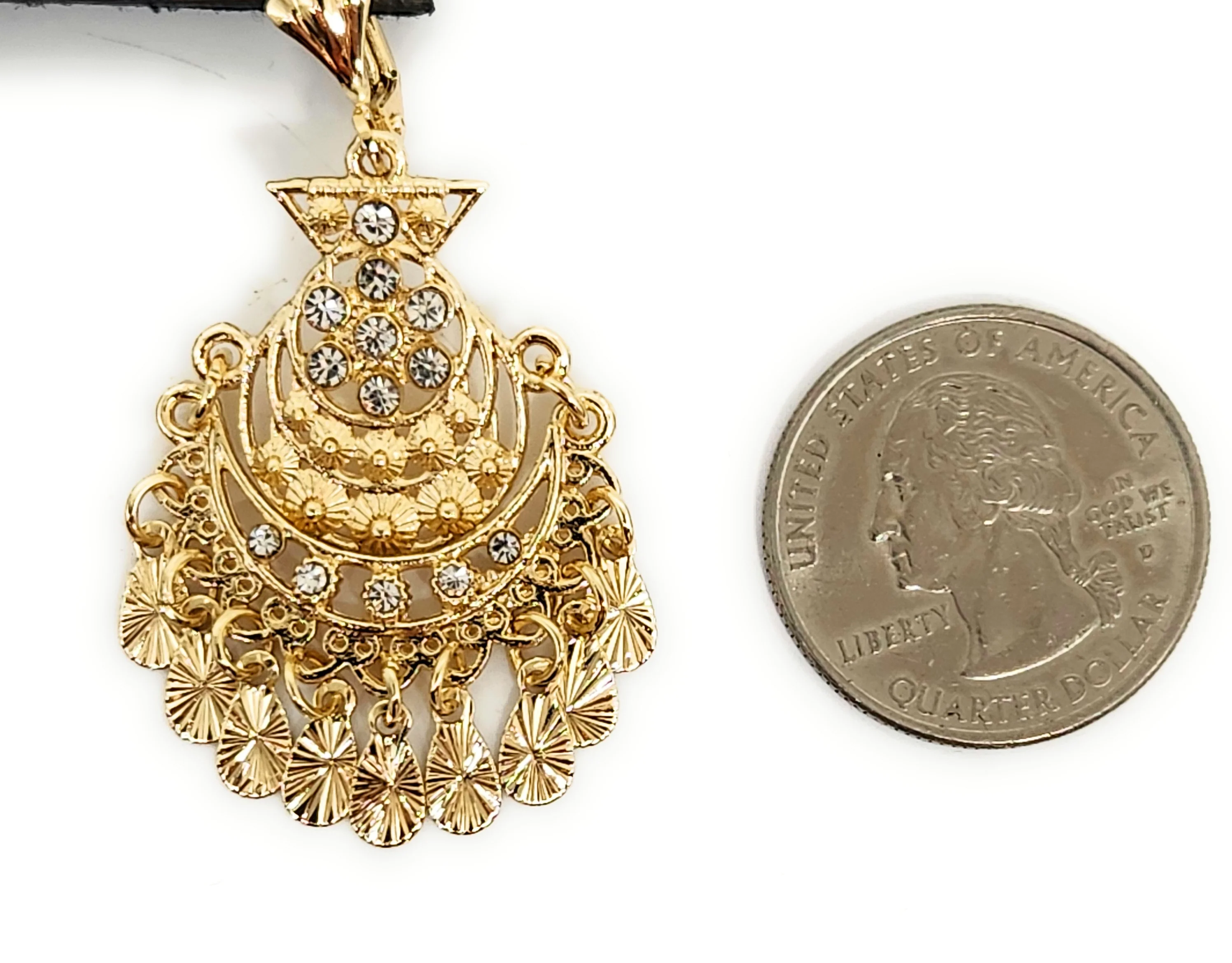 Gold Plated Chandelier Earrings Aretes Folklorico - Image 2