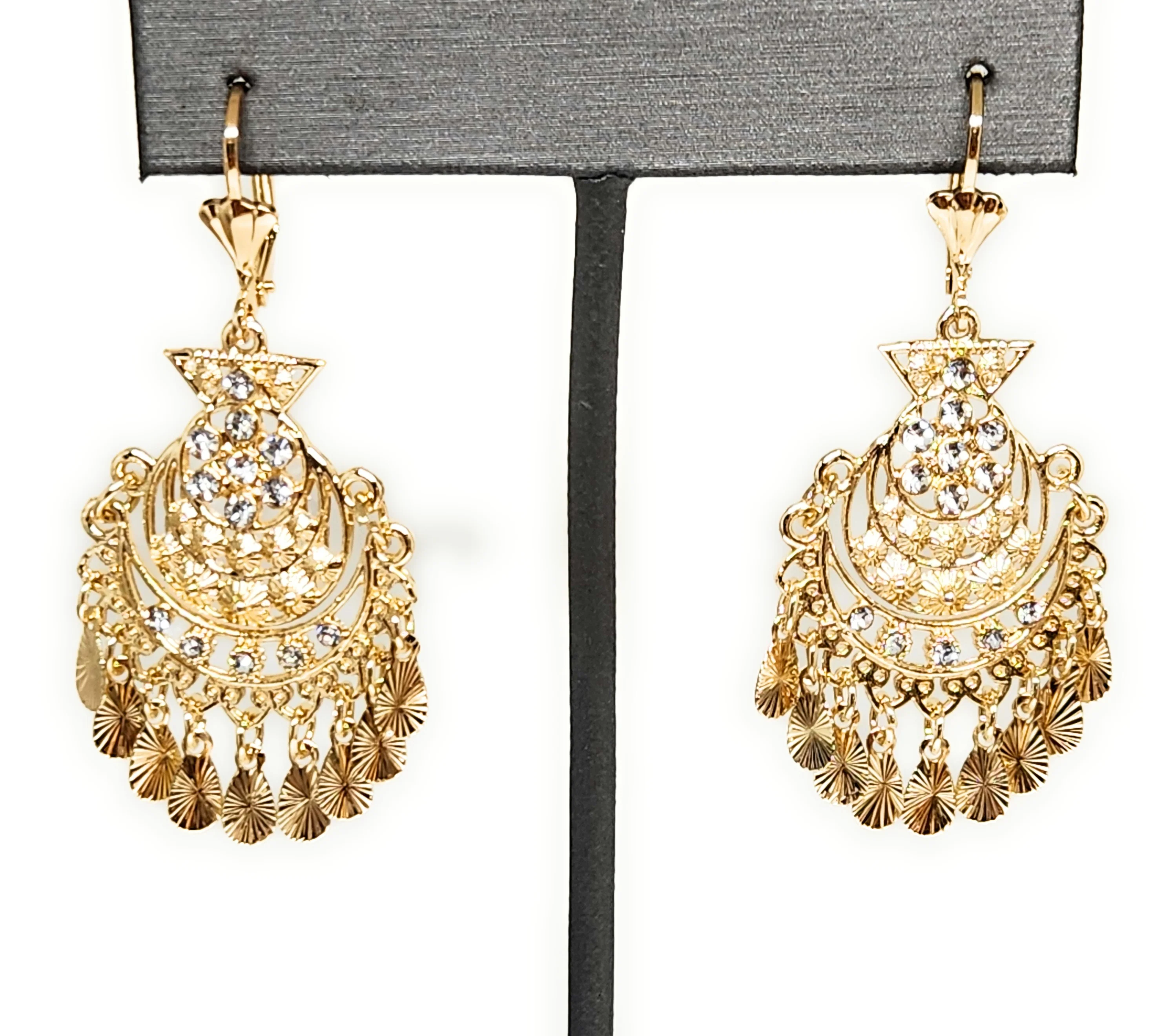 Gold Plated Chandelier Earrings Aretes Folklorico - Image 4