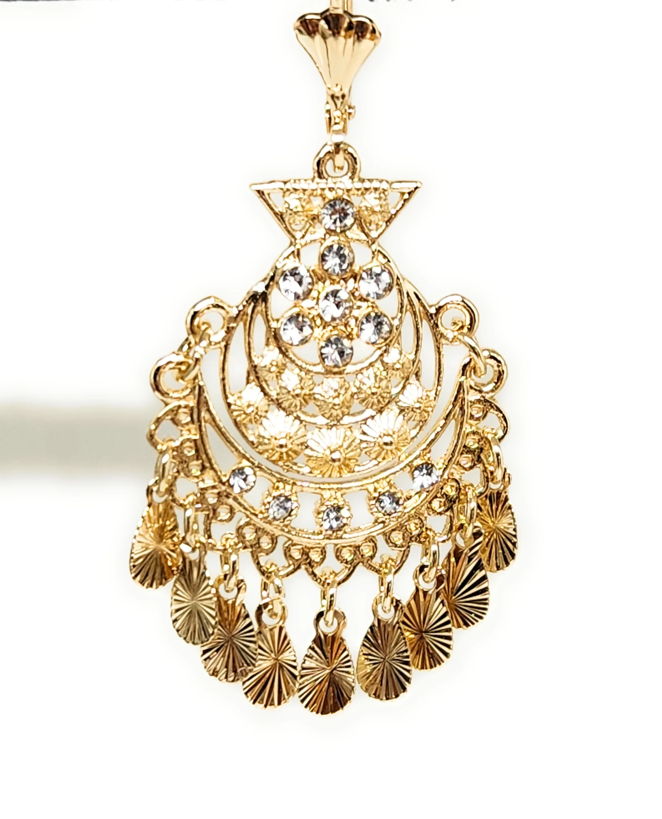 Gold Plated Chandelier Earrings Aretes Folklorico - Image 5
