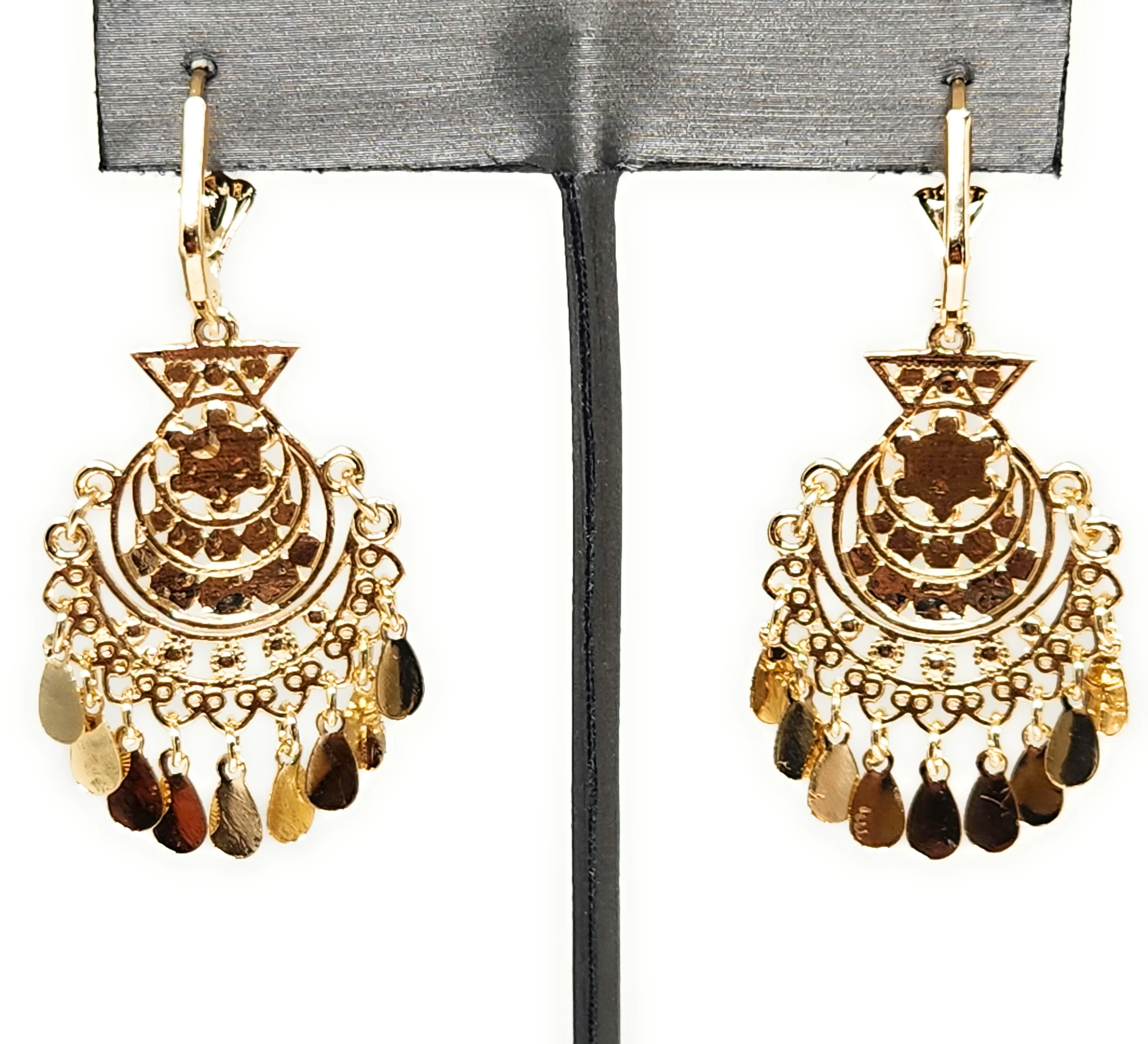 Gold Plated Chandelier Earrings Aretes Folklorico - Image 6