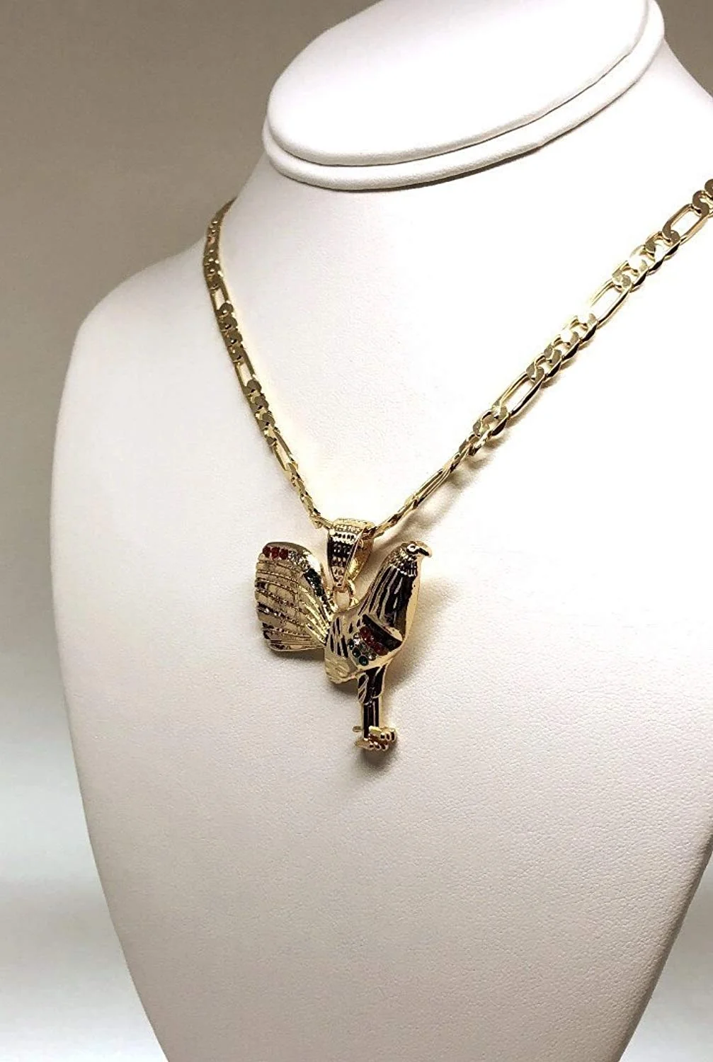 Gold Plated Chicken Rooster Pendant Necklace Figaro 26" 5mm Gallo Medalla Oro Laminado - Image 6