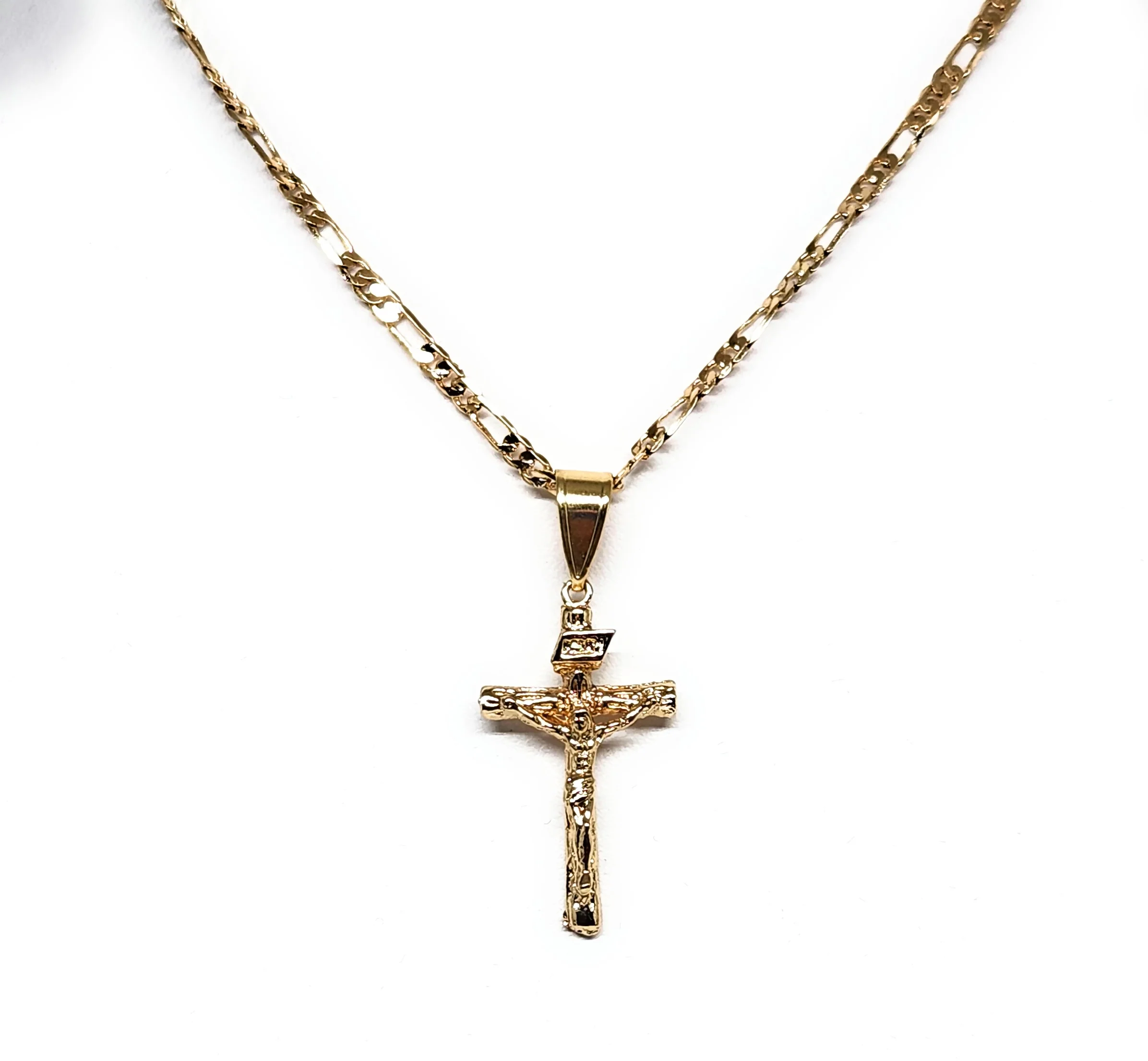 Gold Plated Classic Cross Jesus Crucifix 24" Chain Cruz Crucifijo 24" - Image 3