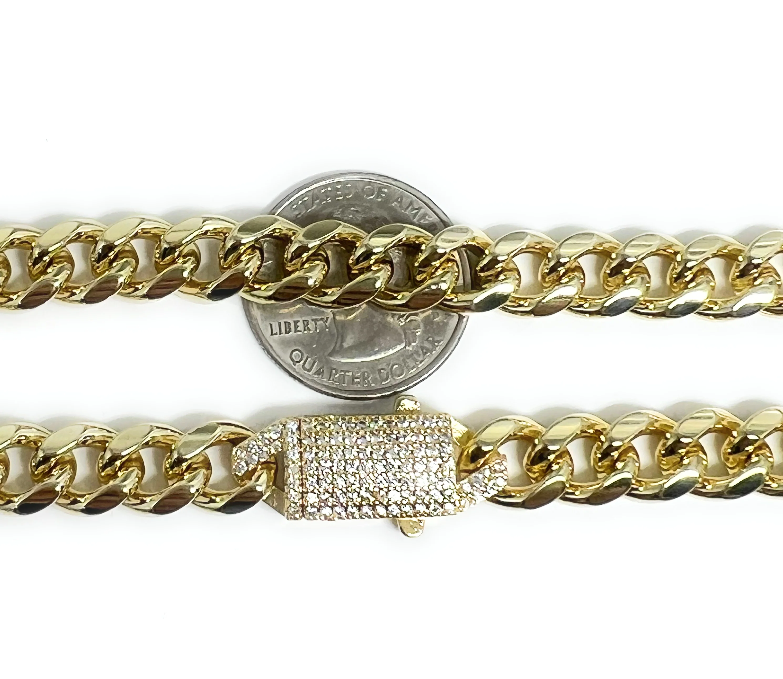 Gold Plated Classic MIAMI Cuban LINK CZ BOX LOCK 16-24 inch 10mm Chain - Image 2
