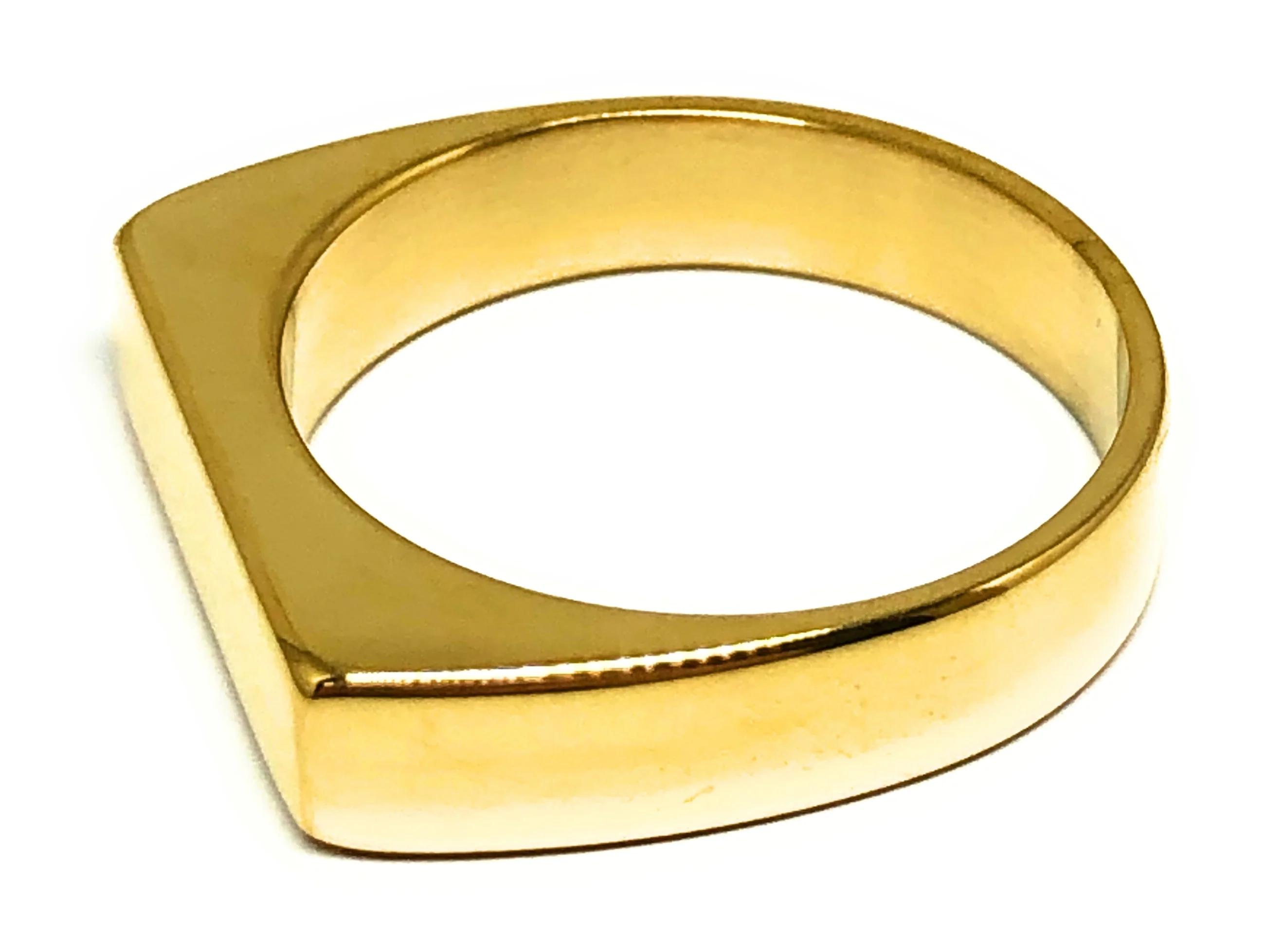 Gold Plated Classic Rectangle Signet Ring Anillo - Image 2