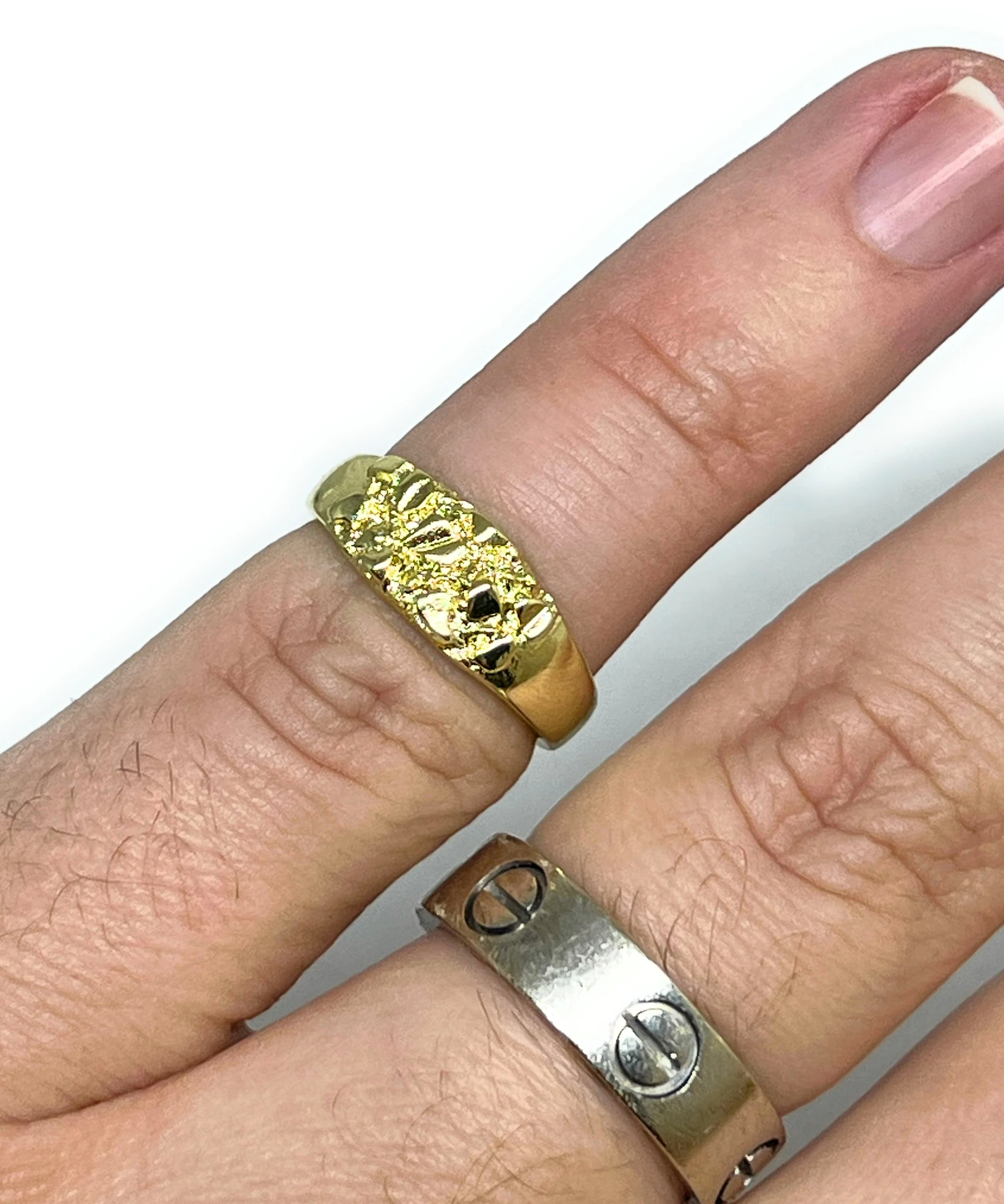 GOLD PLATED CLASSIC SMALL NUGGET RING ANILLO 6.8mm Width - Image 2