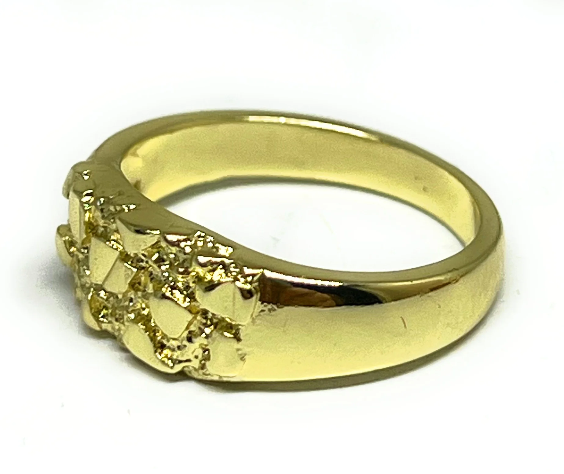 GOLD PLATED CLASSIC SMALL NUGGET RING ANILLO 6.8mm Width - Image 3