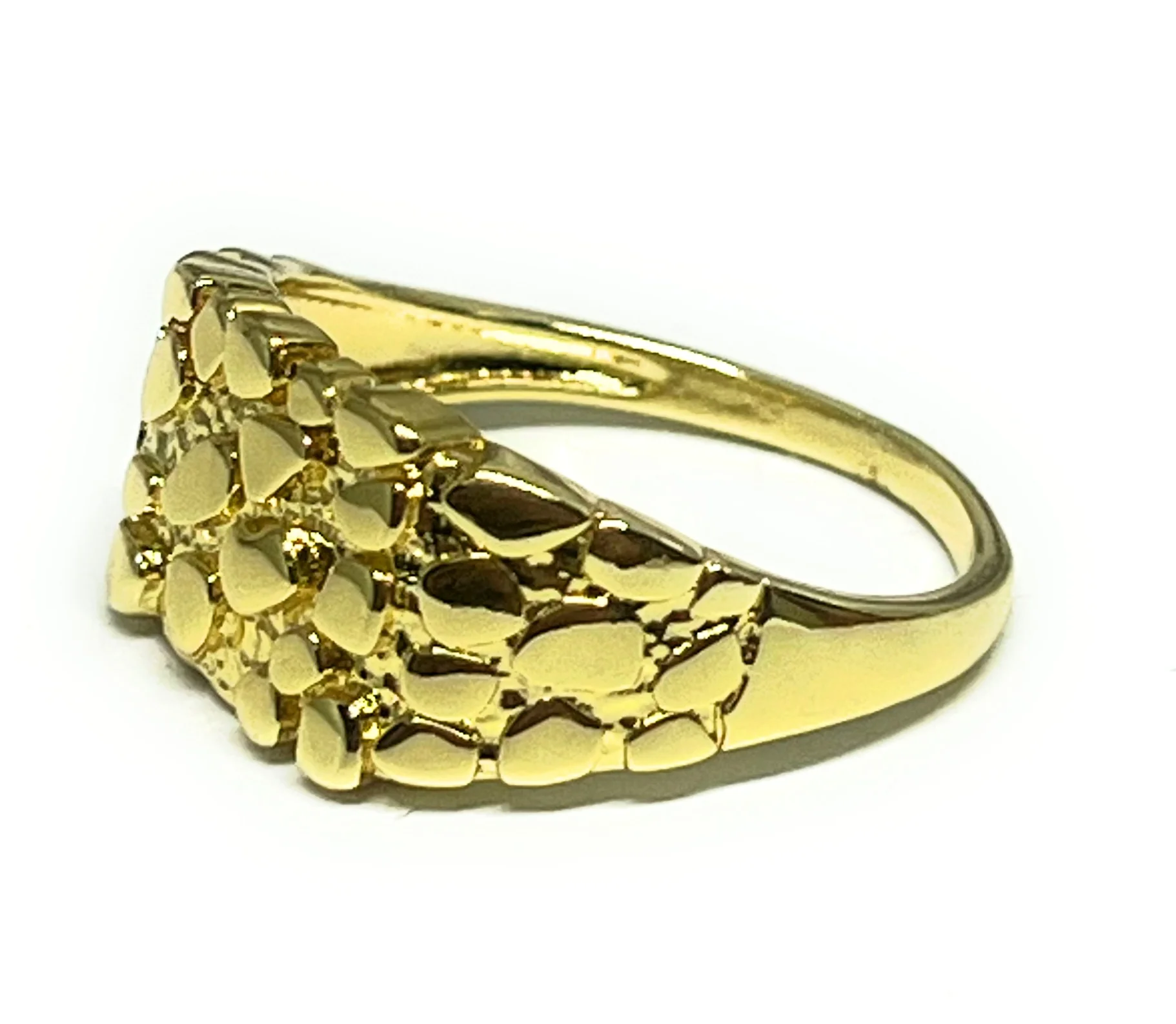GOLD PLATED CLASSIC SQUARE NUGGET RING ANILLO - Image 2