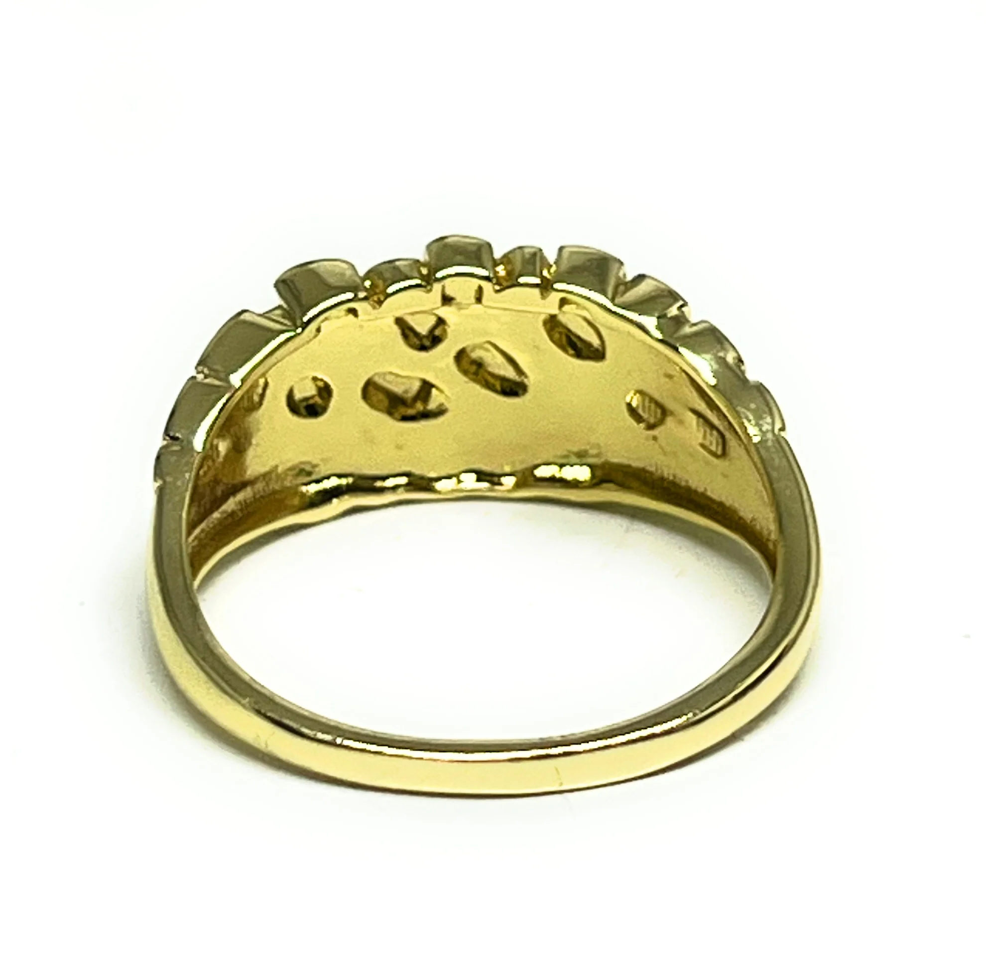 GOLD PLATED CLASSIC SQUARE NUGGET RING ANILLO - Image 3