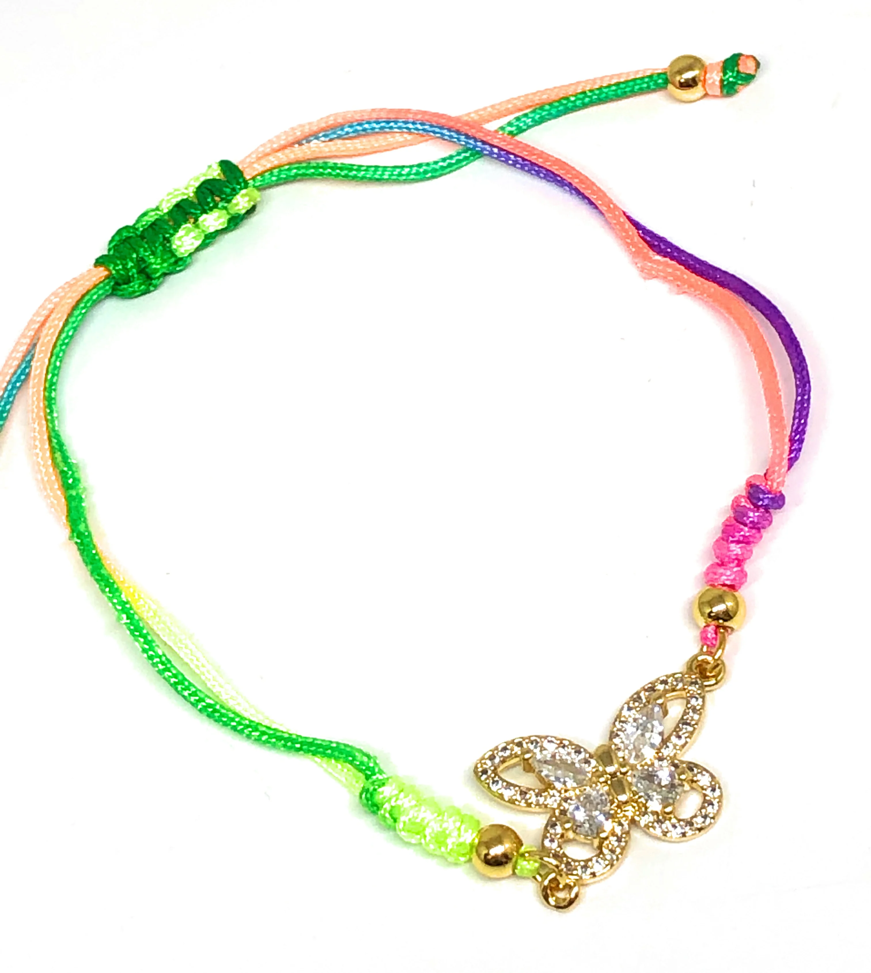 Gold Plated Colorful Butterfly Bracelet Pulsera 8" Adjustable - Image 2