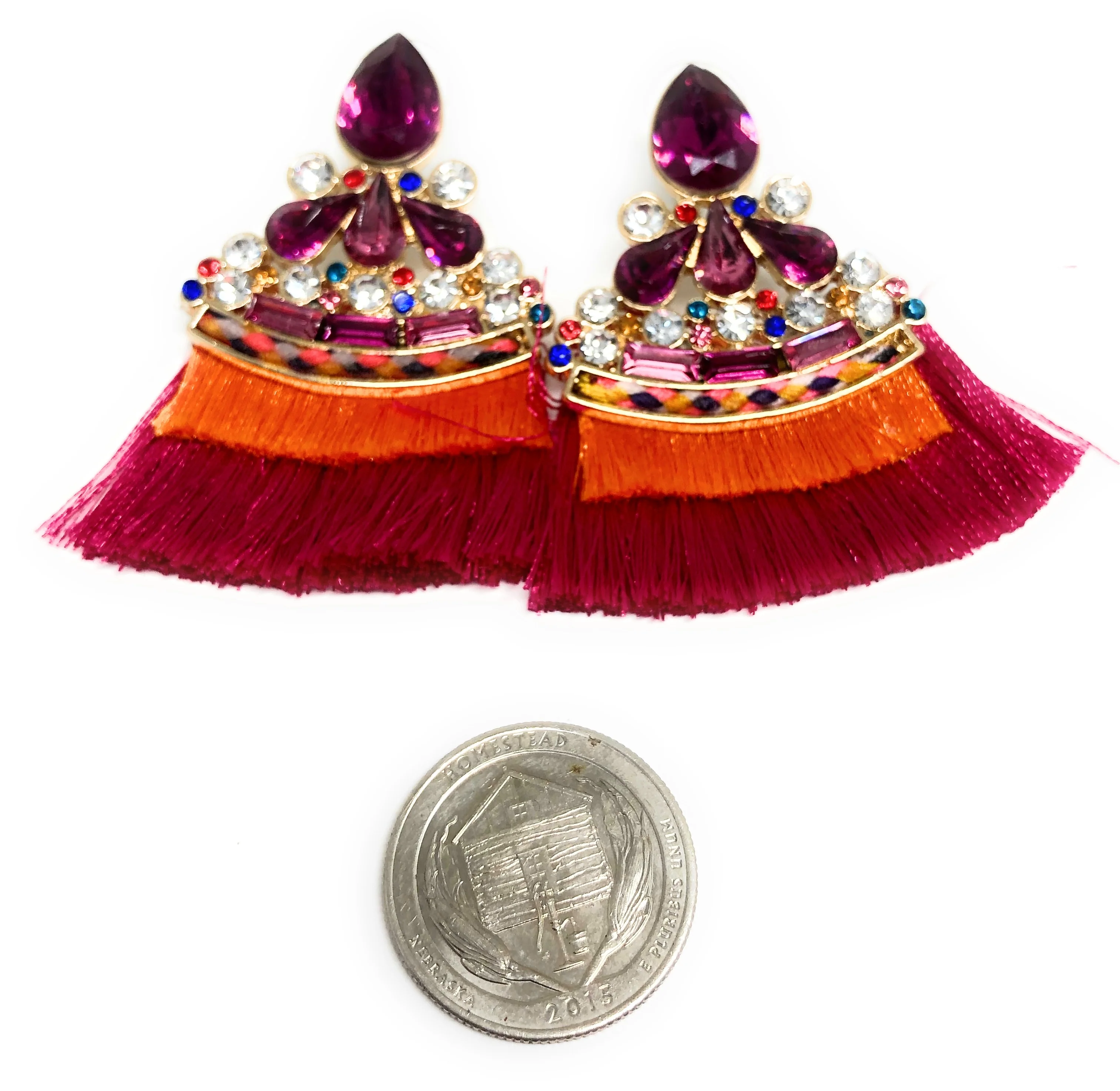 Gold Plated Colorful Wildflower Chandelier Earrings Aretes Folklorico - Image 3