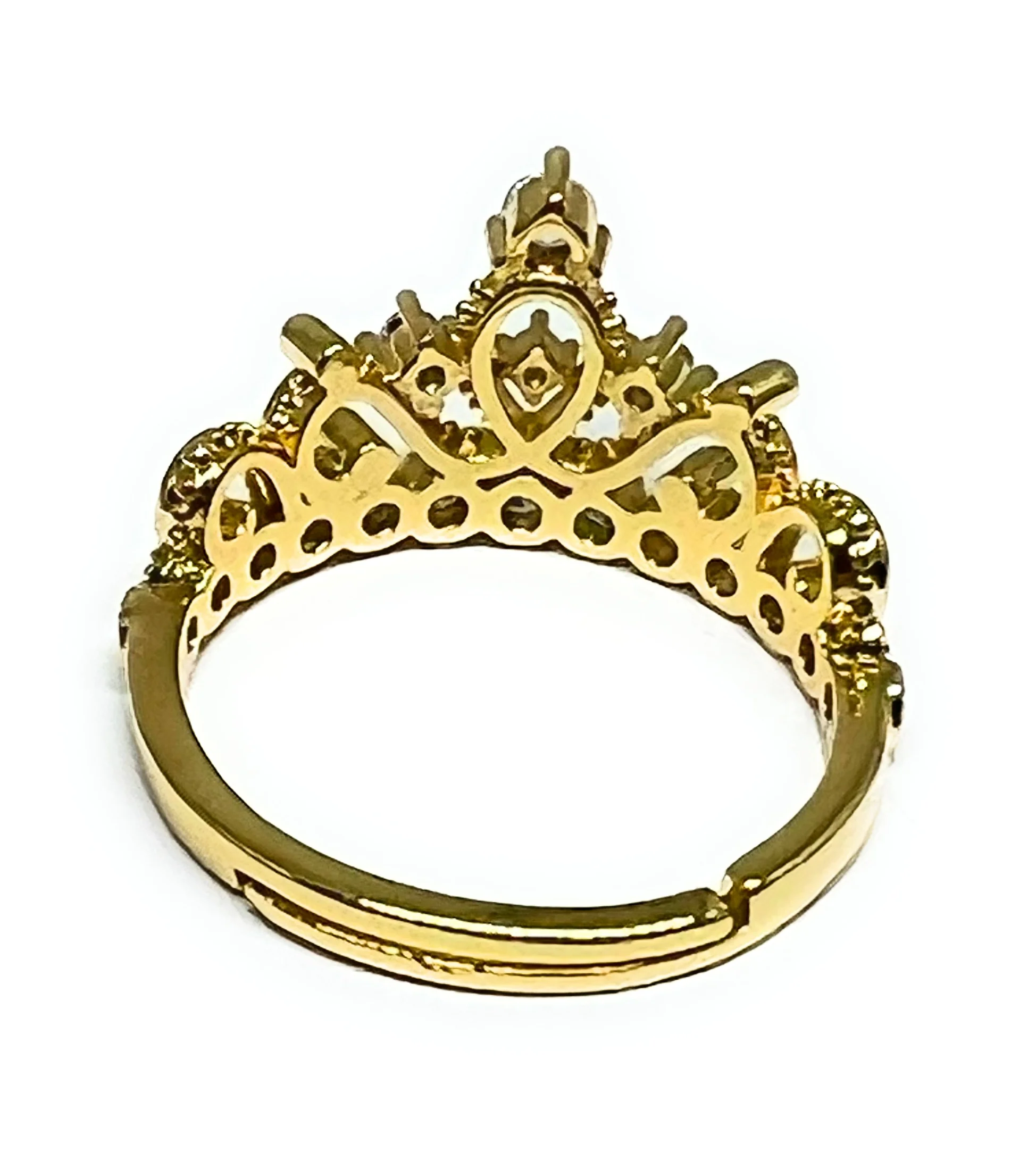 Gold Plated Crown CZ Adjustable Ring Anillo Adjustable Sizes (5-12) - Image 3