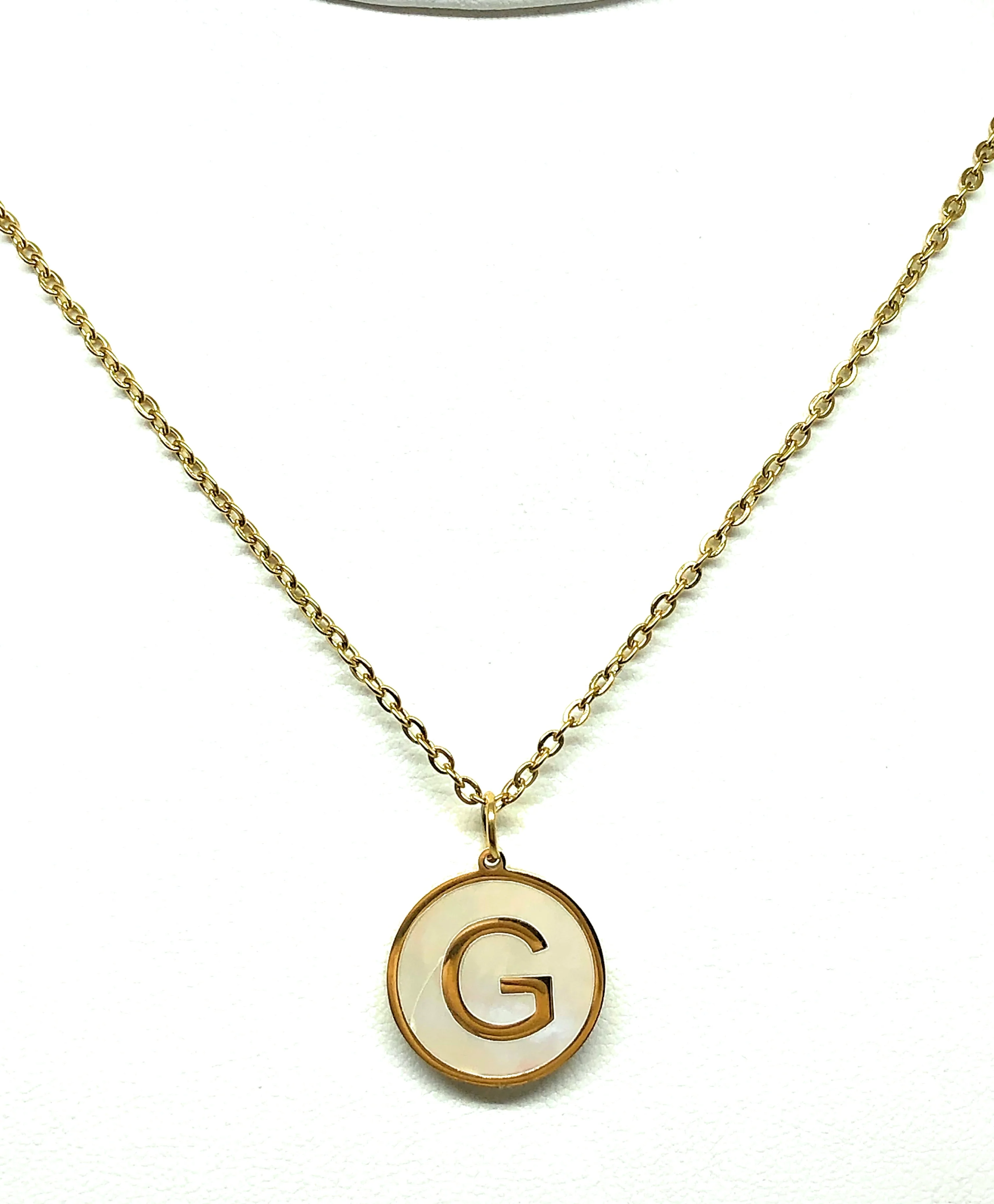 Gold Plated CUSTOMIZED Block Initial Letter Shell Pendant With 20" Chain - Image 4