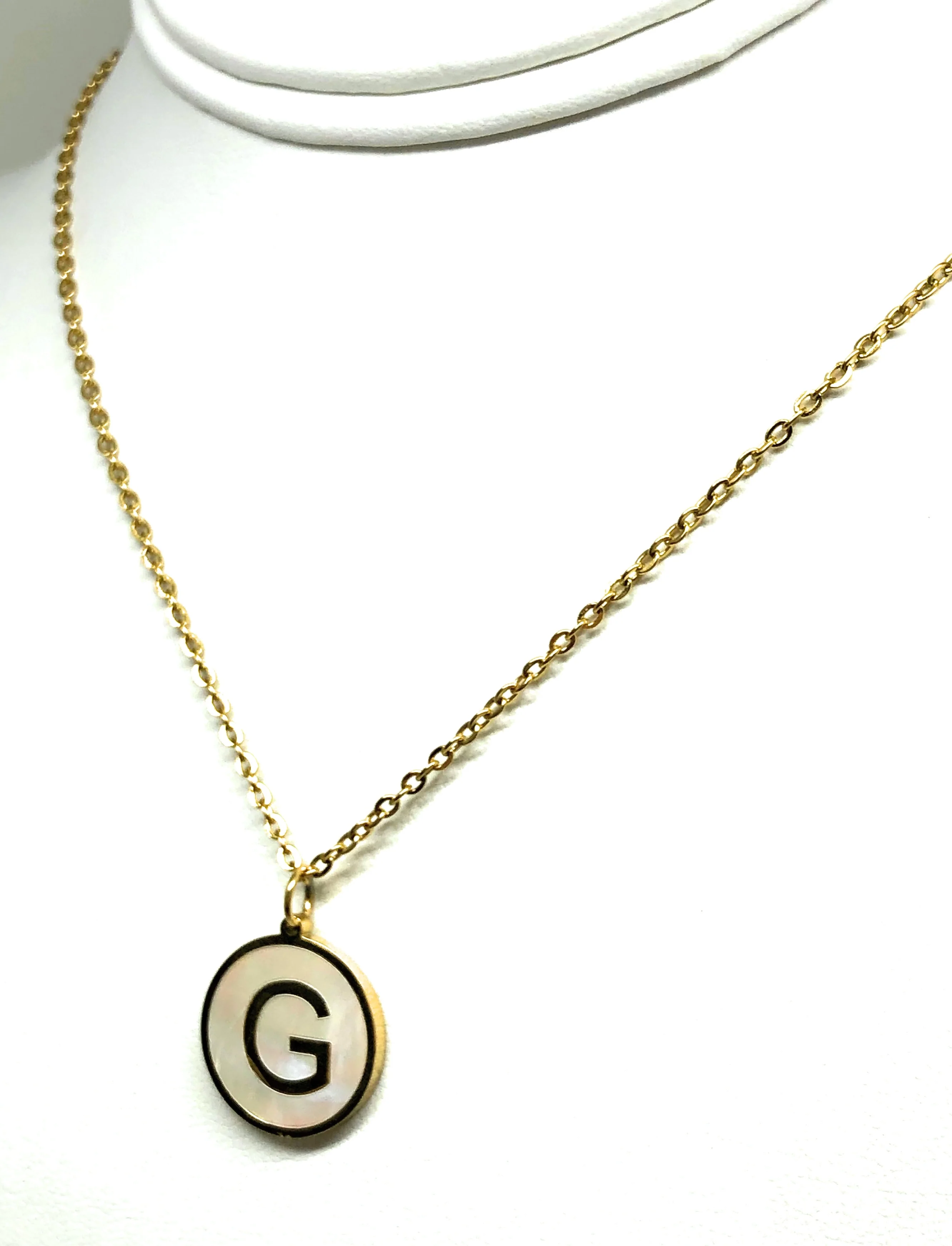 Gold Plated CUSTOMIZED Block Initial Letter Shell Pendant With 20" Chain - Image 6