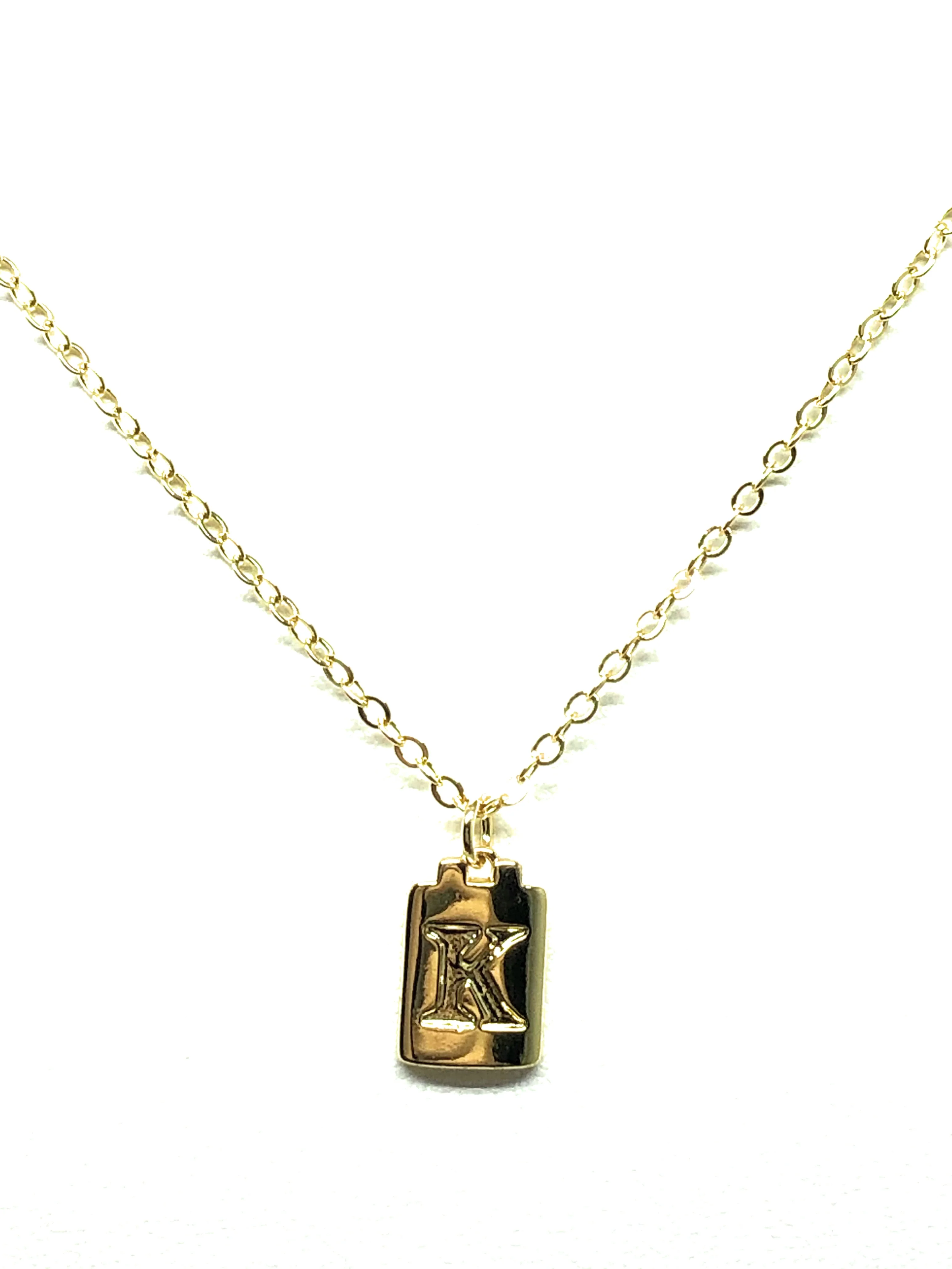 Gold Plated CUSTOMIZED Block Initial Letter Square Pendant With 20" Chain - Image 3