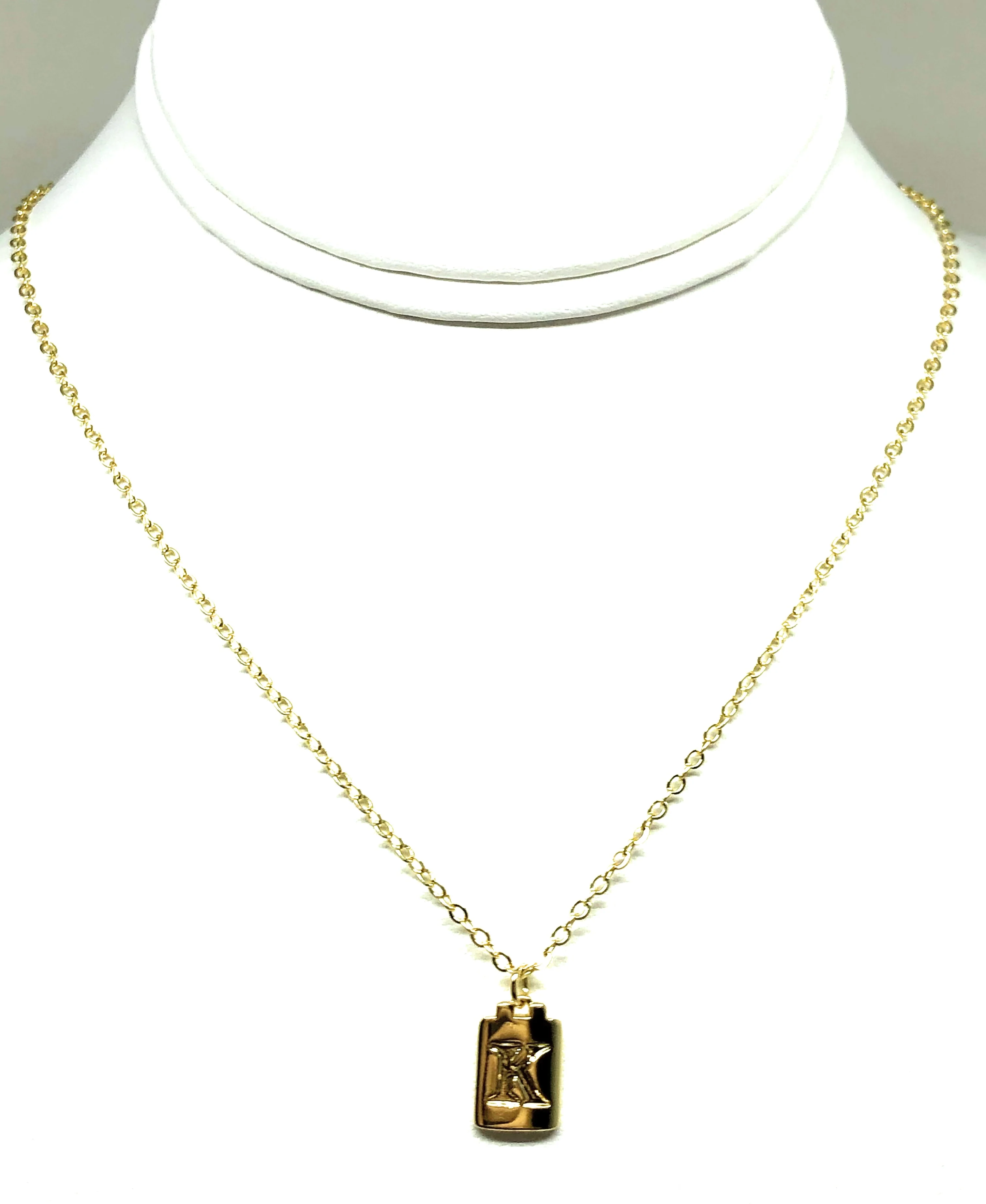 Gold Plated CUSTOMIZED Block Initial Letter Square Pendant With 20" Chain - Image 5