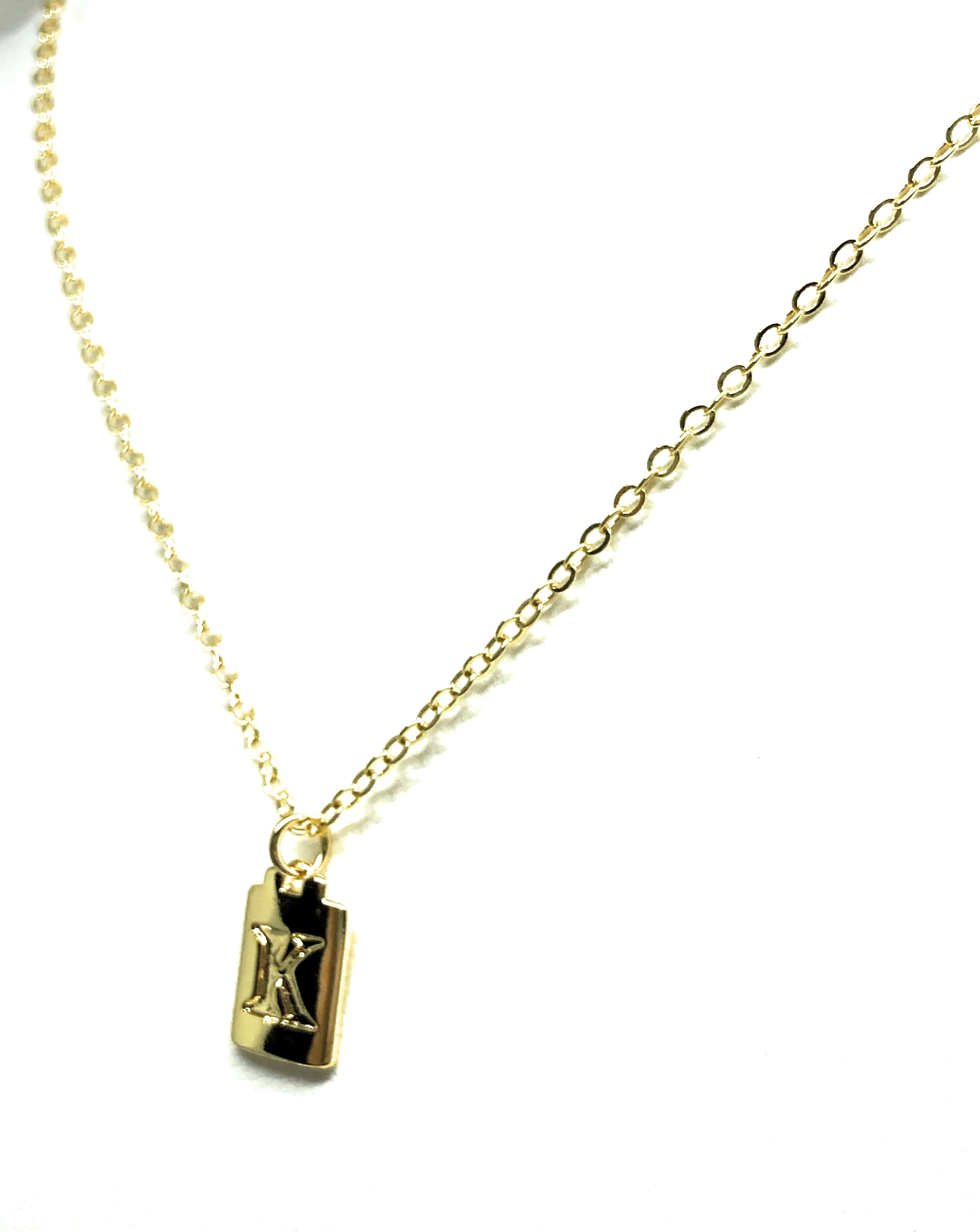 Gold Plated CUSTOMIZED Block Initial Letter Square Pendant With 20" Chain - Image 6