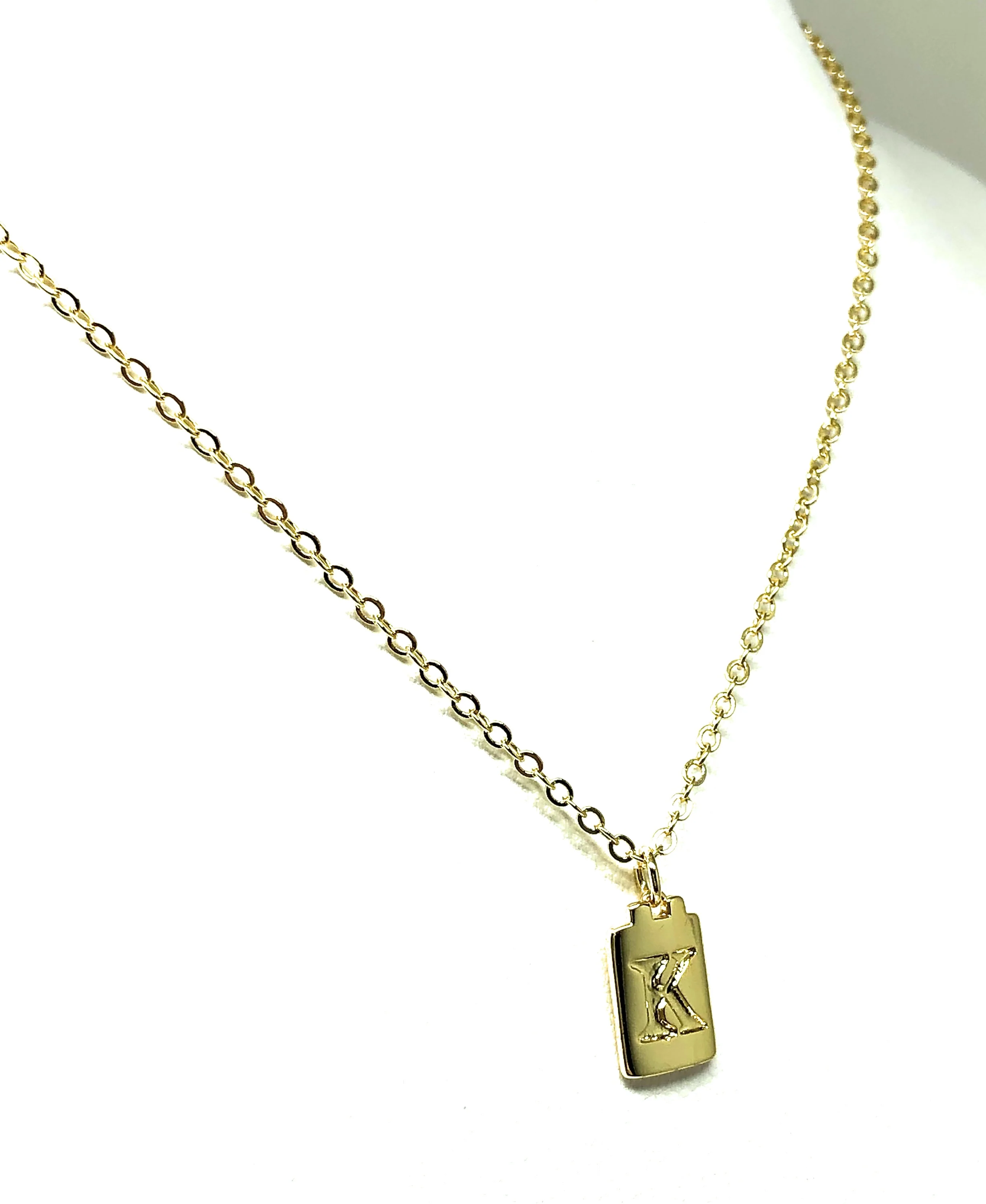 Gold Plated CUSTOMIZED Block Initial Letter Square Pendant With 20" Chain - Image 7