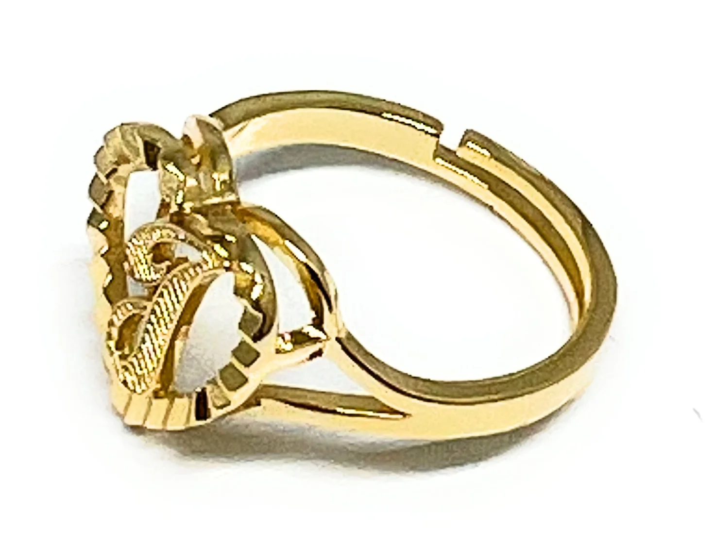 Gold Plated CUSTOMIZED CURSIVE HEART Initial Letter Ring Anillo Adjustable sizes 6-12 - Image 2