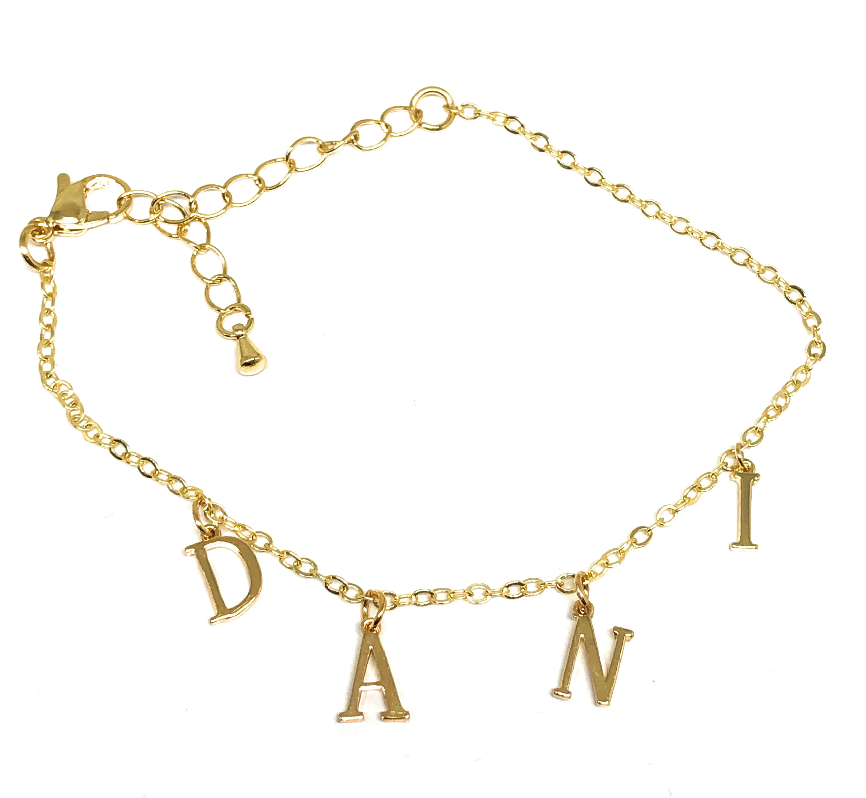 Gold Plated CUSTOMIZED Name Bracelet Adjustable 7 - 9 INCH - Image 3