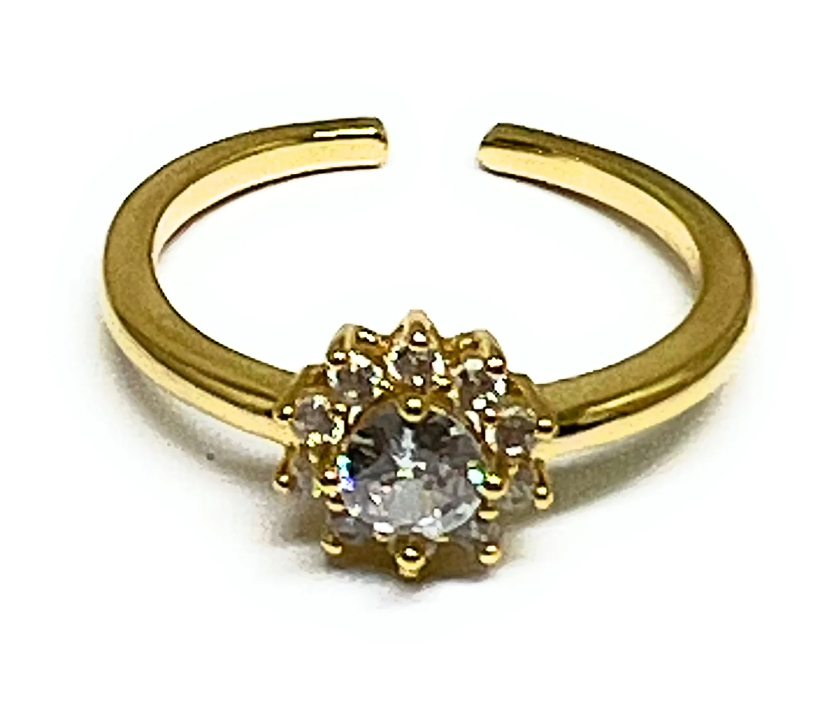 Gold Plated CZ Adjustable Ring Anillo (Sizes 6-12)