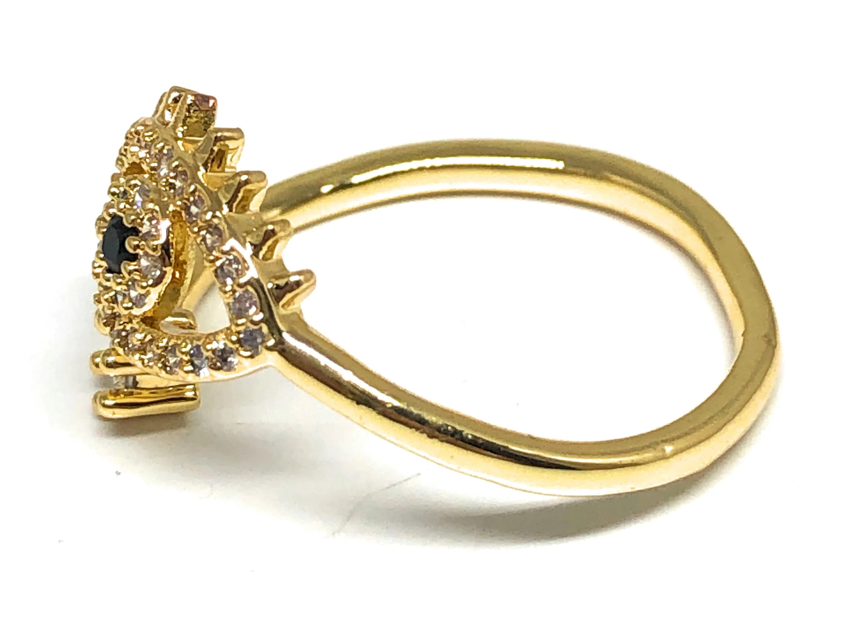 Gold Plated CZ Evil Eye Adjustable Ring Anillo - Image 2