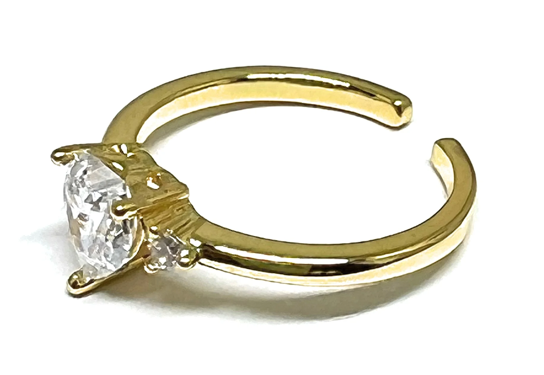 Gold Plated CZ Heart Adjustable Ring Anillo (Sizes 6-12) - Image 2