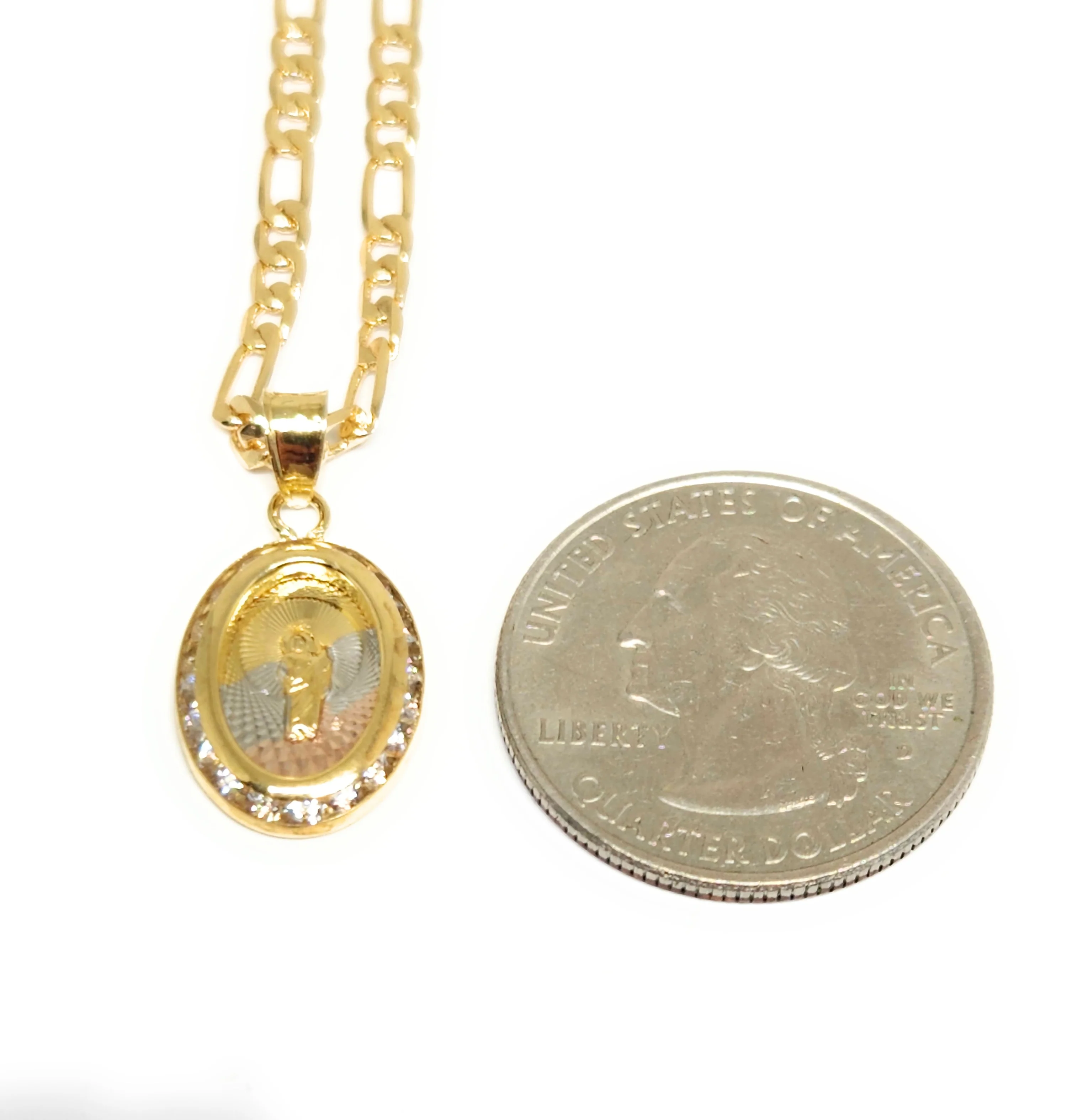 Gold Plated DAINTY Saint Jude OVAL Pendant Necklace 18" Medalla San Judas Tadeo - Image 4