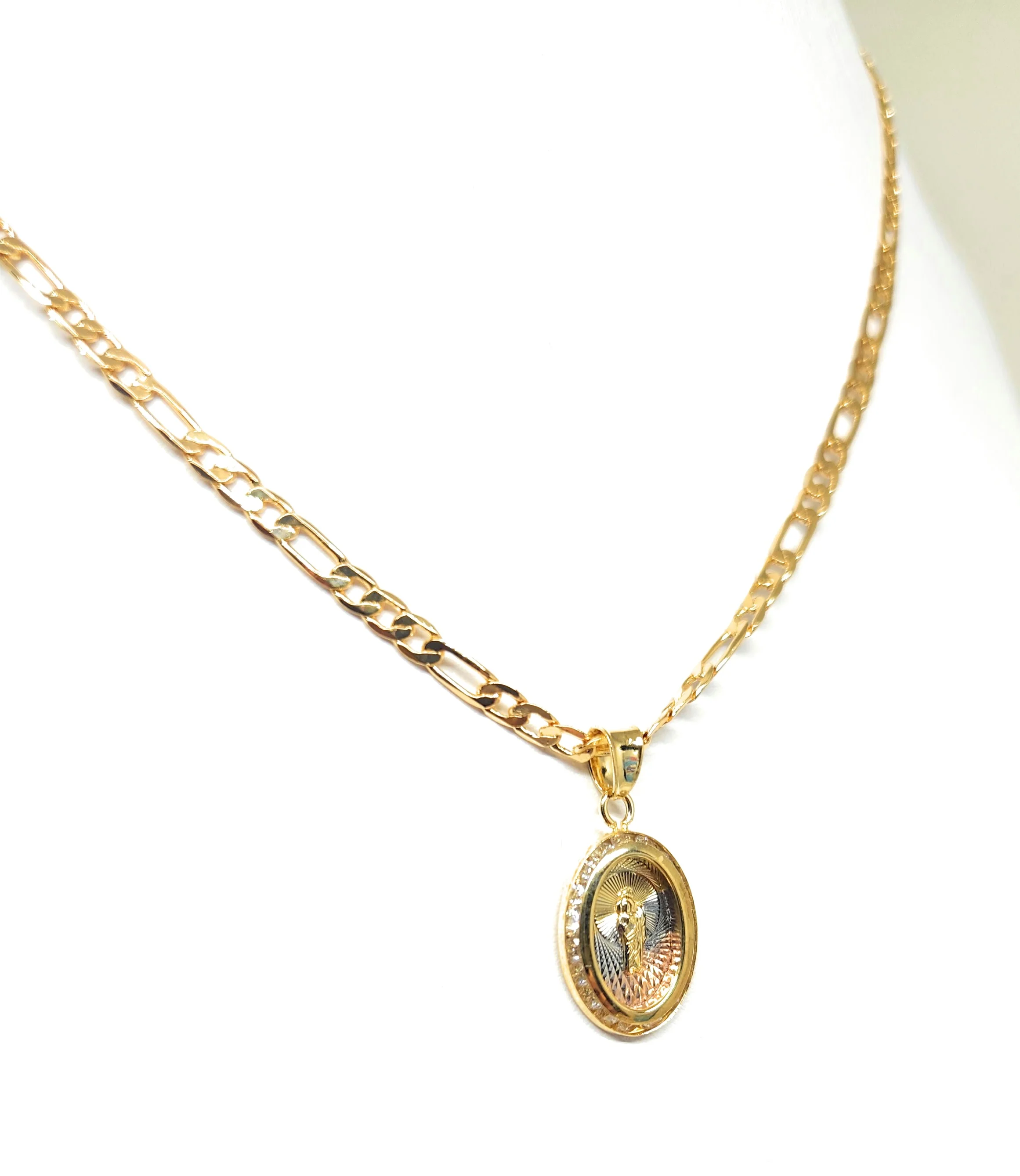 Gold Plated DAINTY Saint Jude OVAL Pendant Necklace 18" Medalla San Judas Tadeo - Image 5