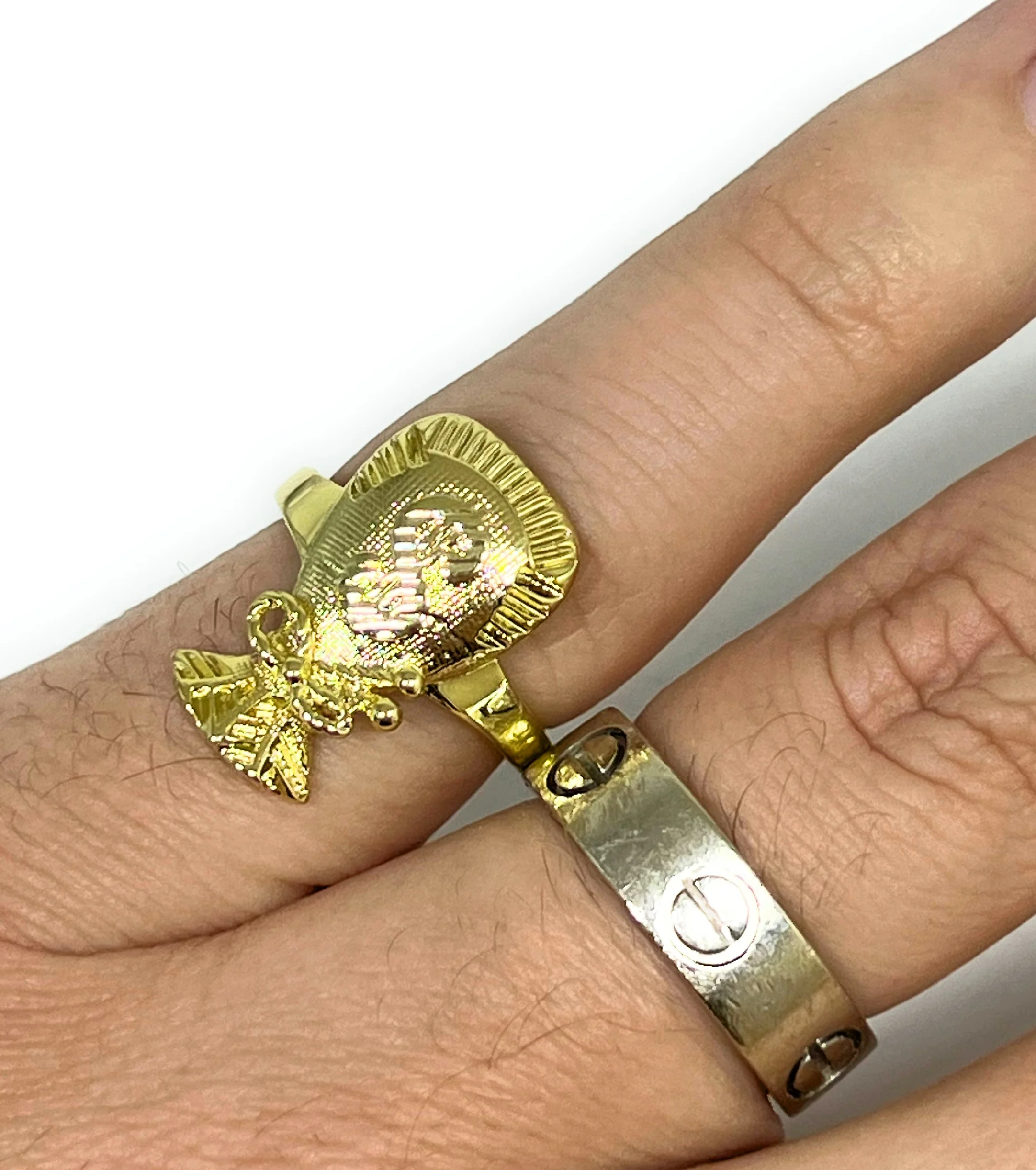 Gold Plated Hip Hop Yellow Money Bag Bills Ring - Image 2