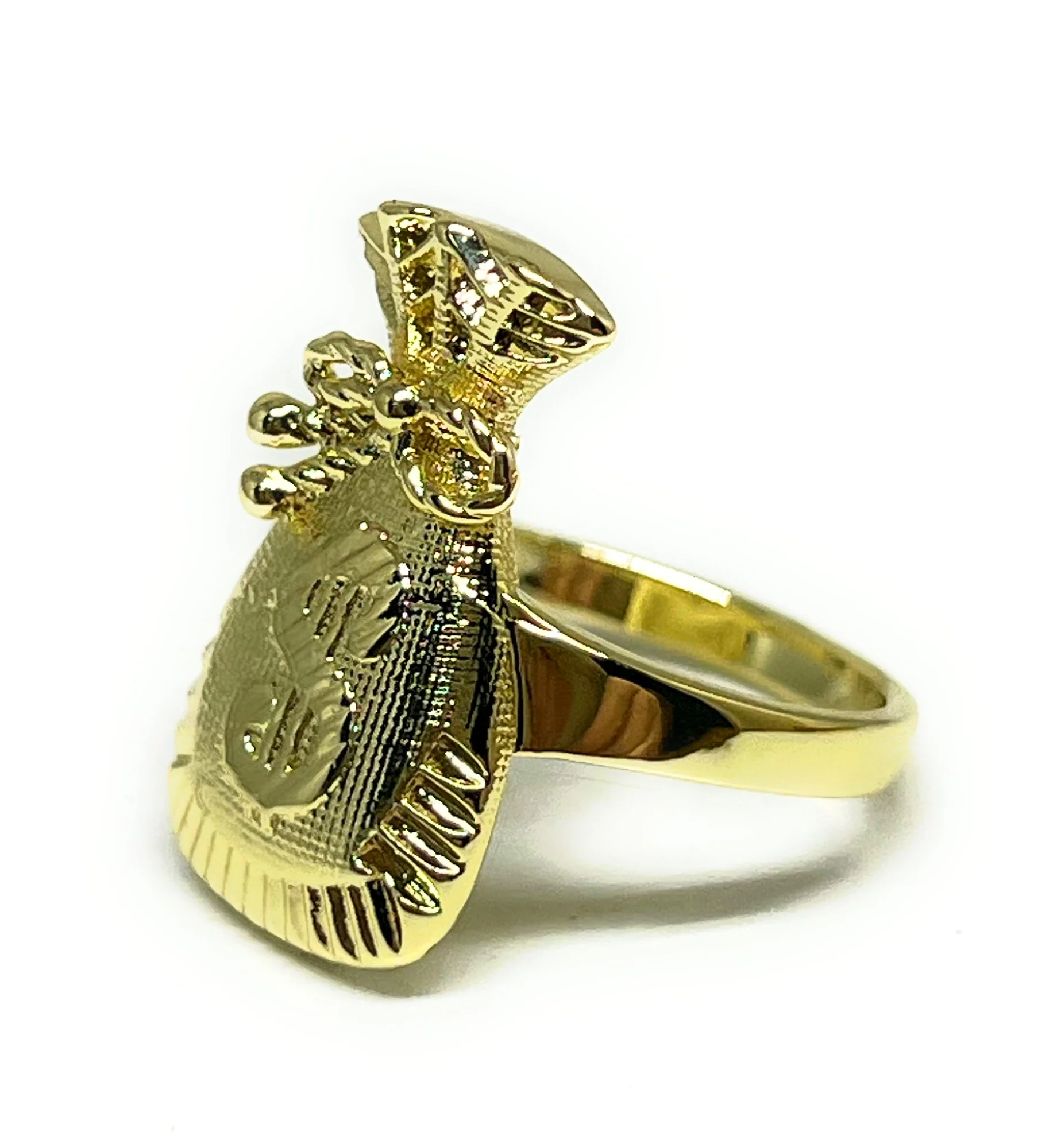 Gold Plated Hip Hop Yellow Money Bag Bills Ring - Image 3